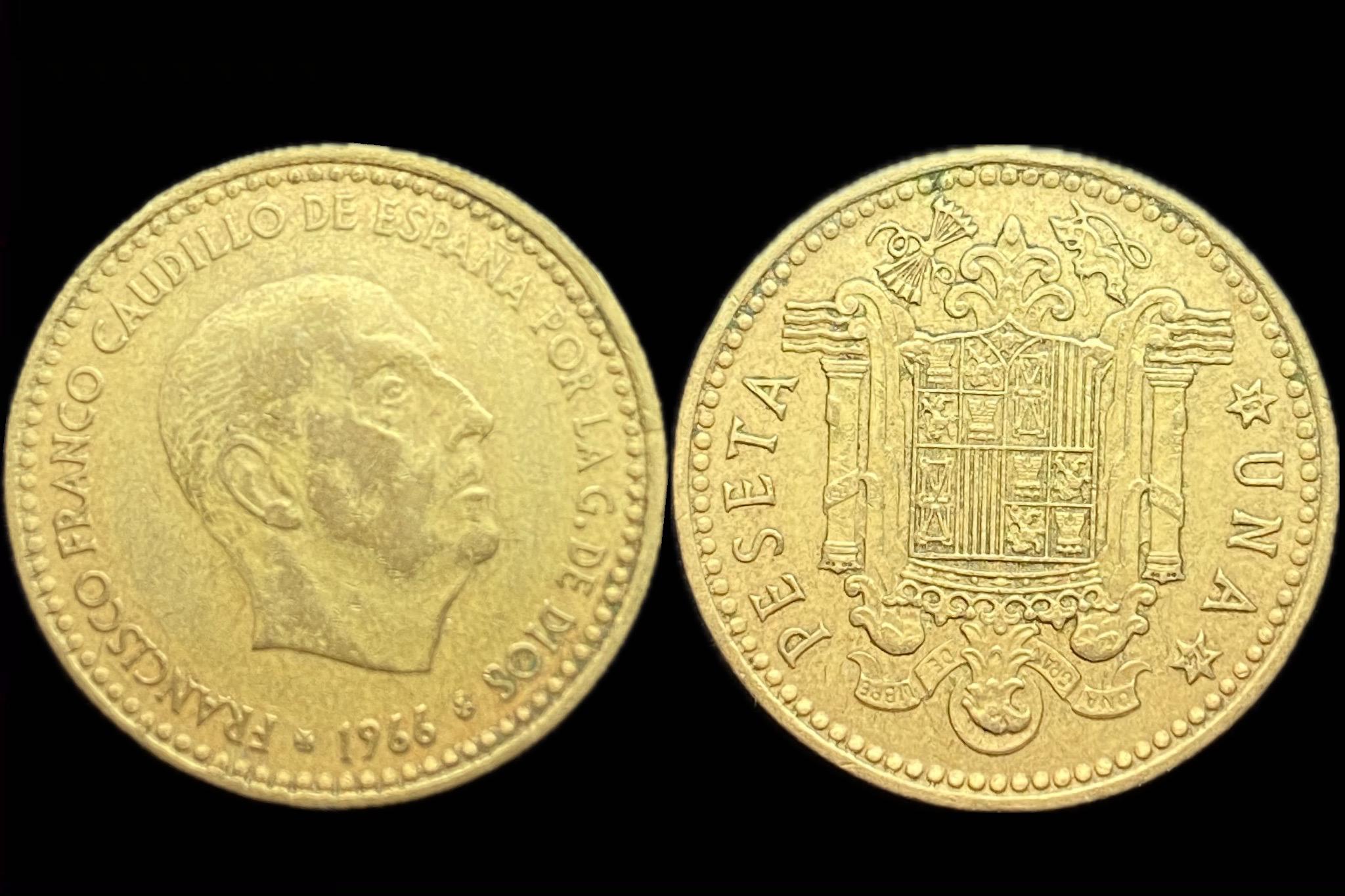 Spanyolország 1 Peseta 1966 KM796 