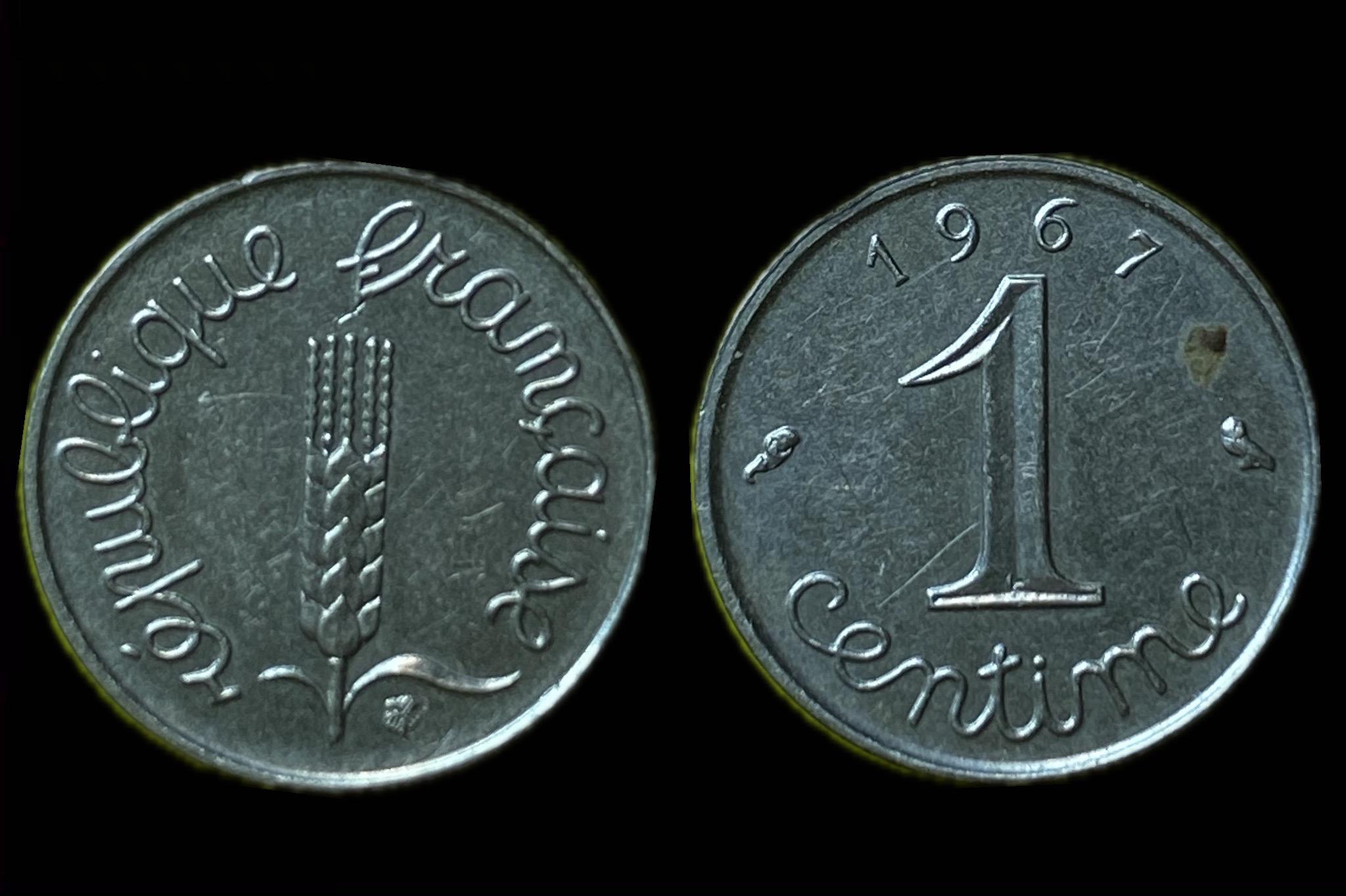 Franciaország 1 Centime 1967 KM928