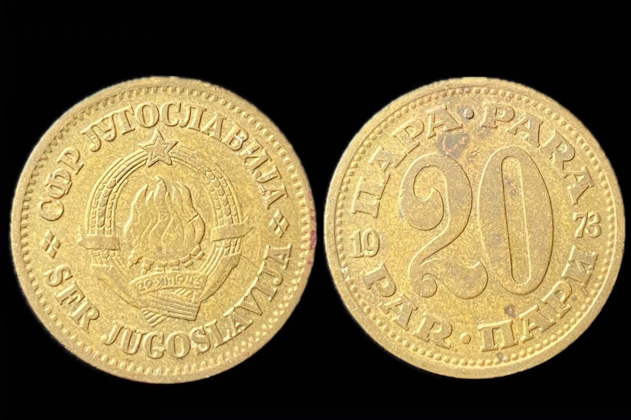 Jugoszlávia 20 Para 1973 KM45