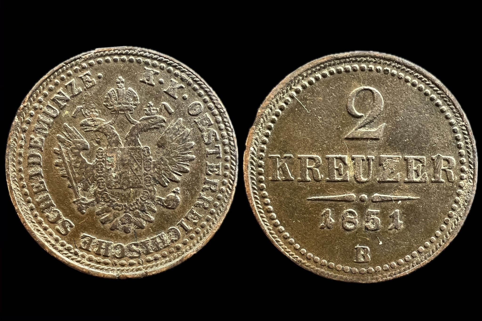 Ferenc József  2 Krajcár 1851  B ÉH-1447 