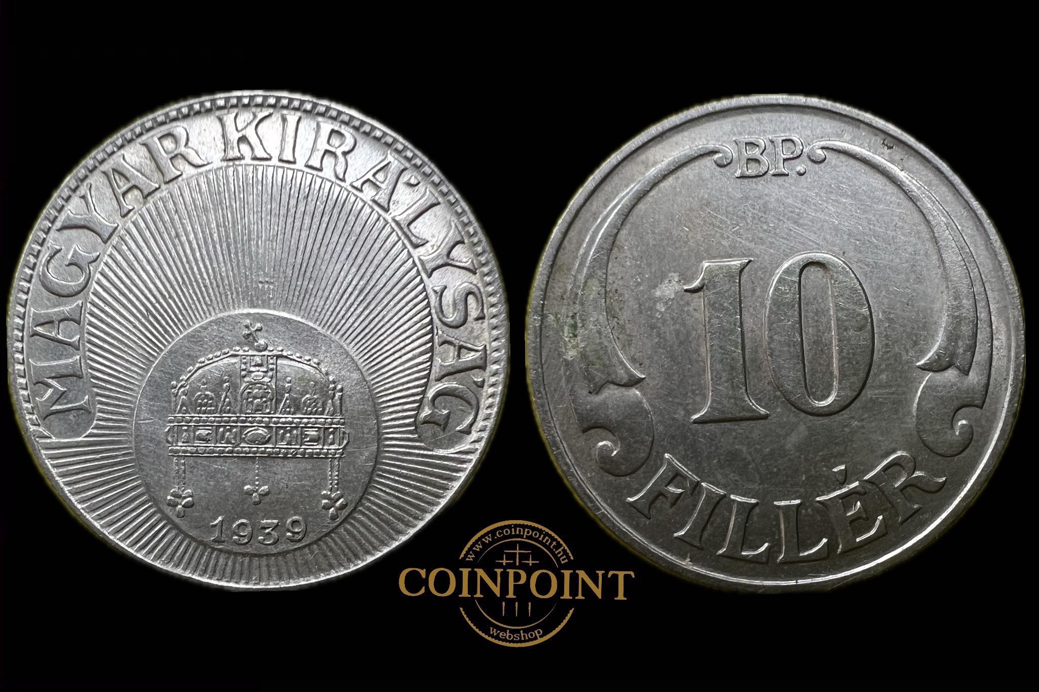Magyar Királyság 10 Fillér 1939  BP Adamo P3  aUNC