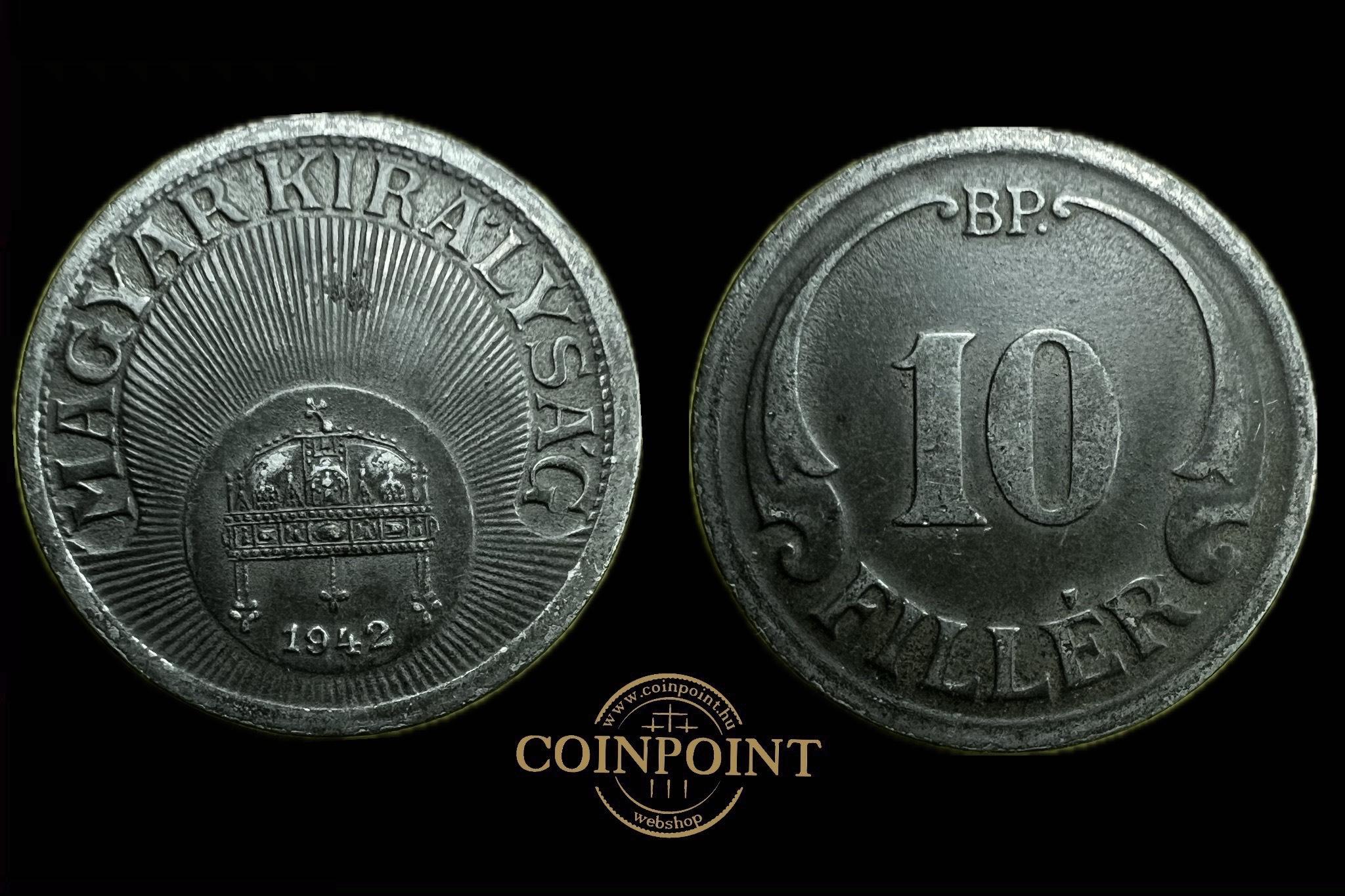 Magyar Királyság 10 Fillér 1942 BP Adamo P3.1  