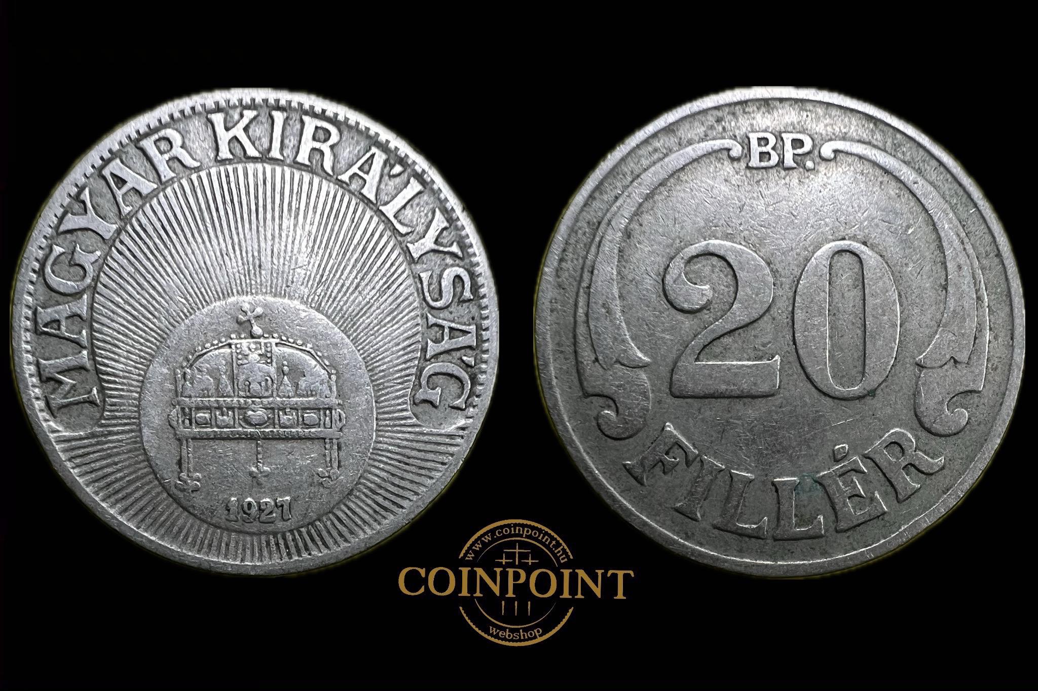 Magyar Királyság 20 Fillér 1927  BP  Adamo P4  