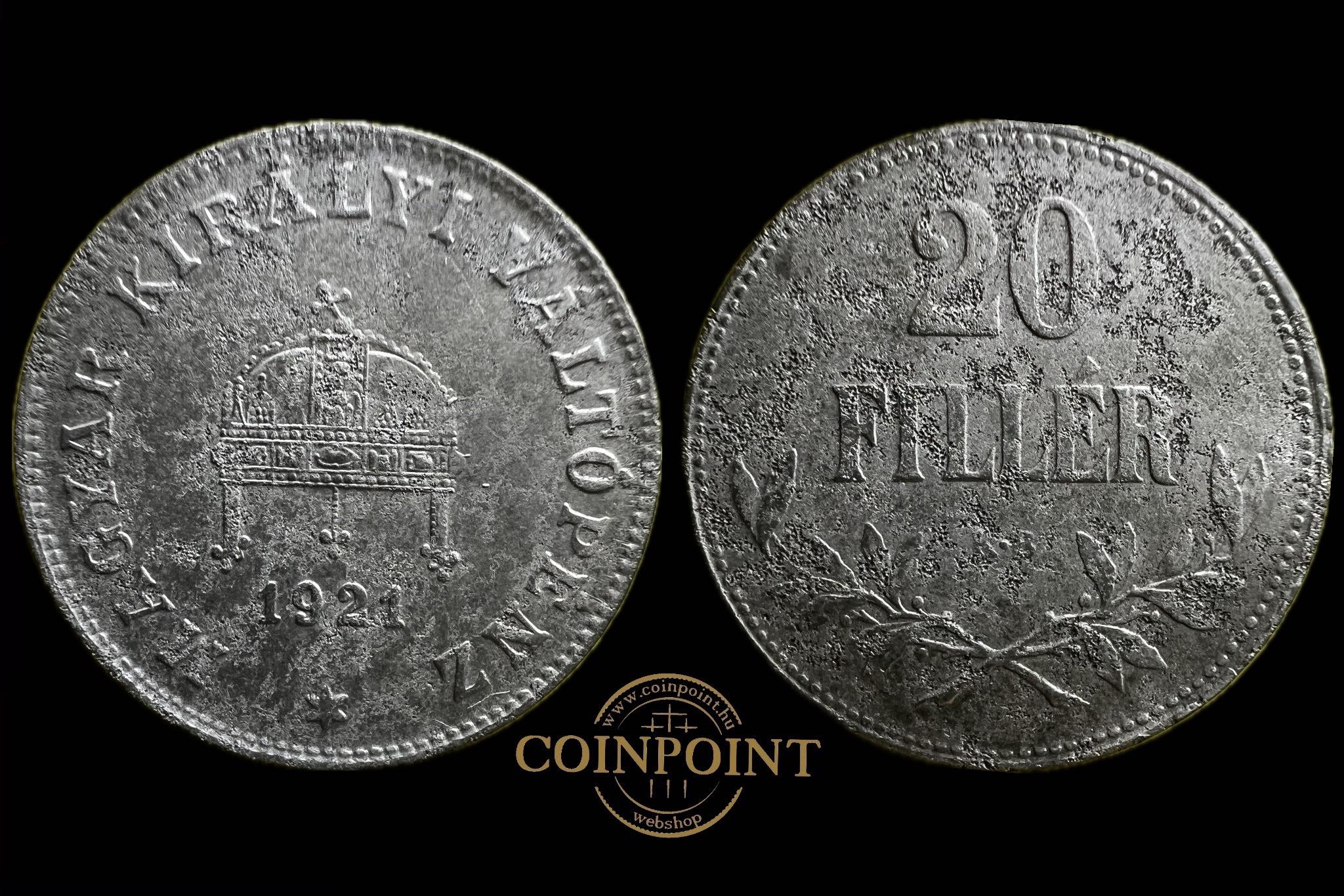 Magyar Királyi Váltópénz 20 Fillér 1921 KB Adamo K4.1 