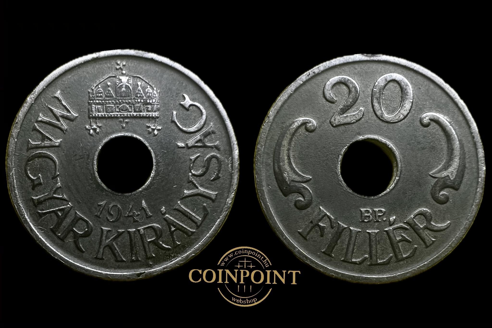 Magyar Királyság 20 Fillér 1941 BP Adamo P4.1 