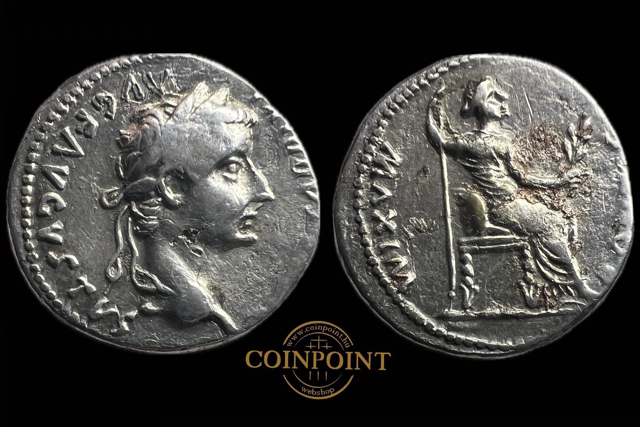 Tiberius Denar (i.sz.14-37) Lugdunum RIC II. 30 TI CAESAR DIVI AVG F AVGVSTVS,    PONTIF MAXIM.  