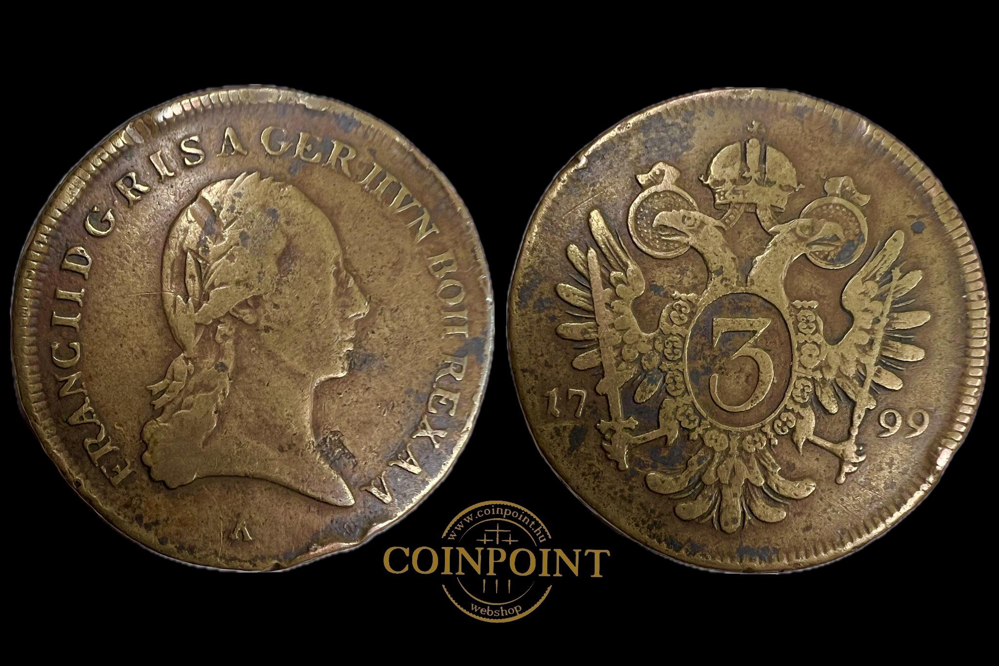 Ferenc 3 Krajcár 1799 A Huszár 2022 RR! 