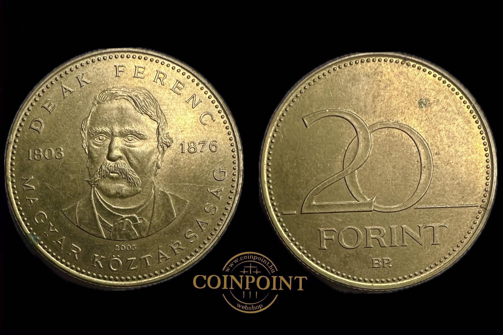 Magyar Köztársaság Deák Ferenc 20 Forint 2003 BP Adamo FOEM2 