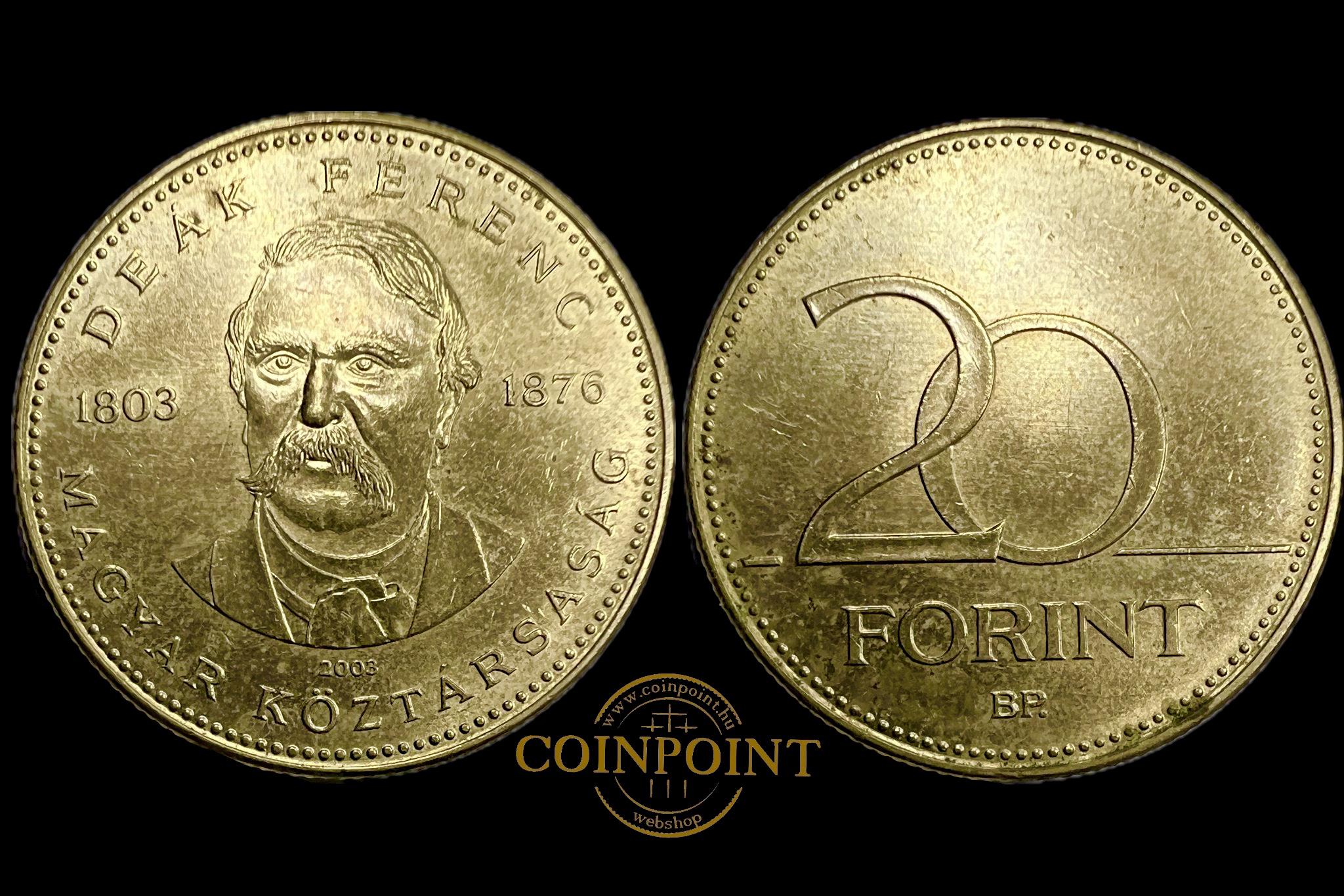 Magyar Köztársaság Deák Ferenc 20 Forint 2003 BP Adamo FOEM2 
