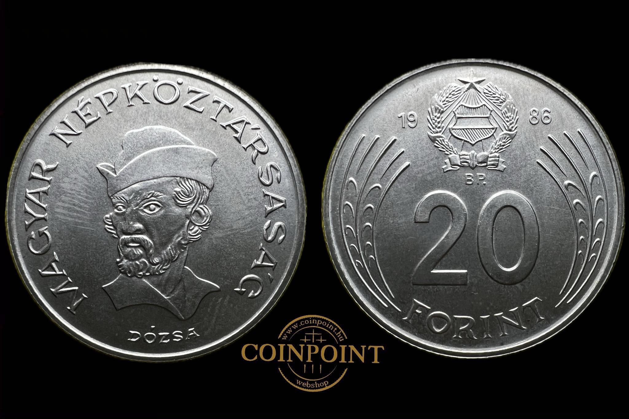 Magyar Népköztársaság  20 Forint  1986  BP Adamo F10  UNC 