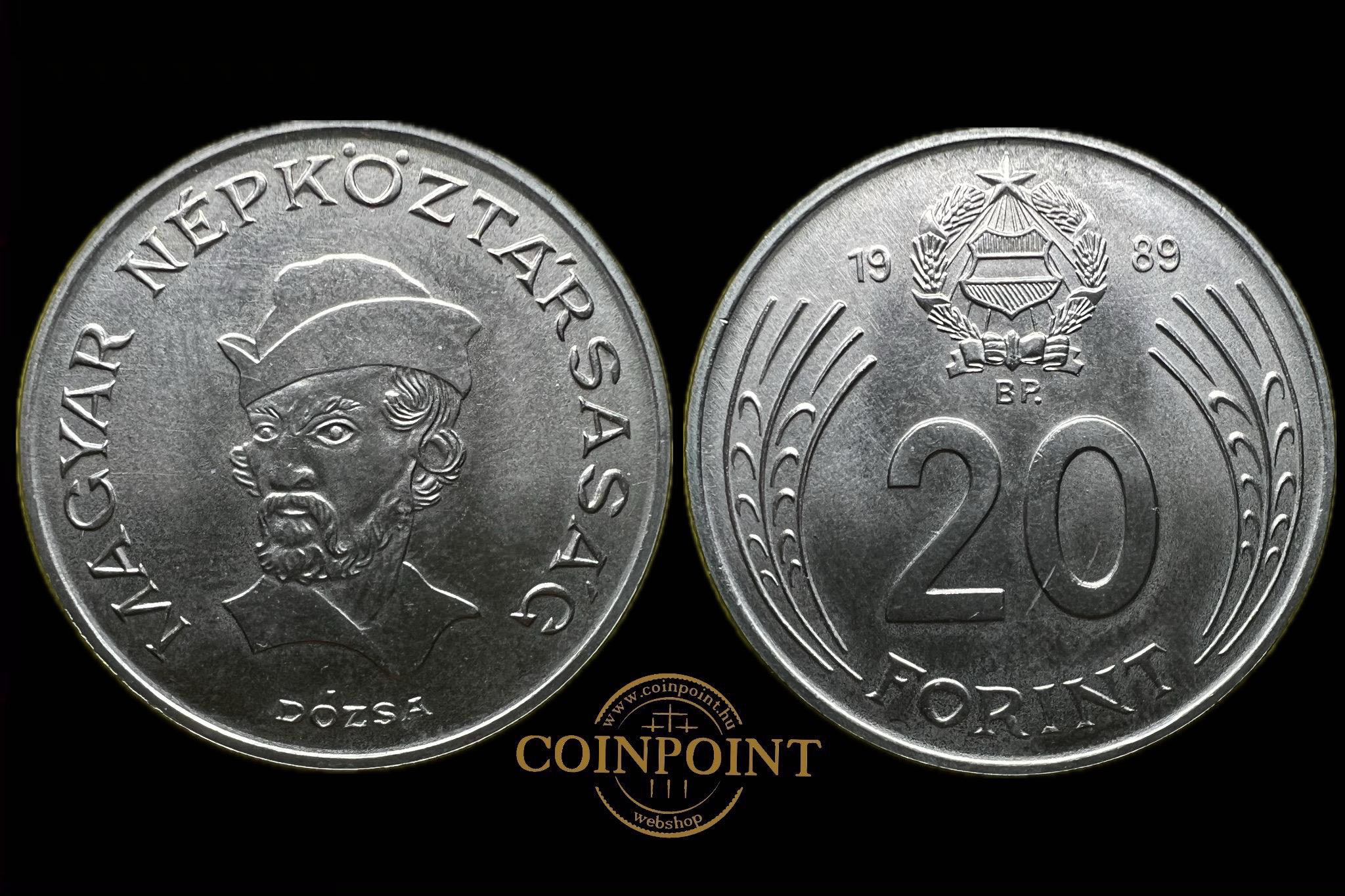 Magyar Népköztársaság  20 Forint  1989 BP  Adamo F10  UNC