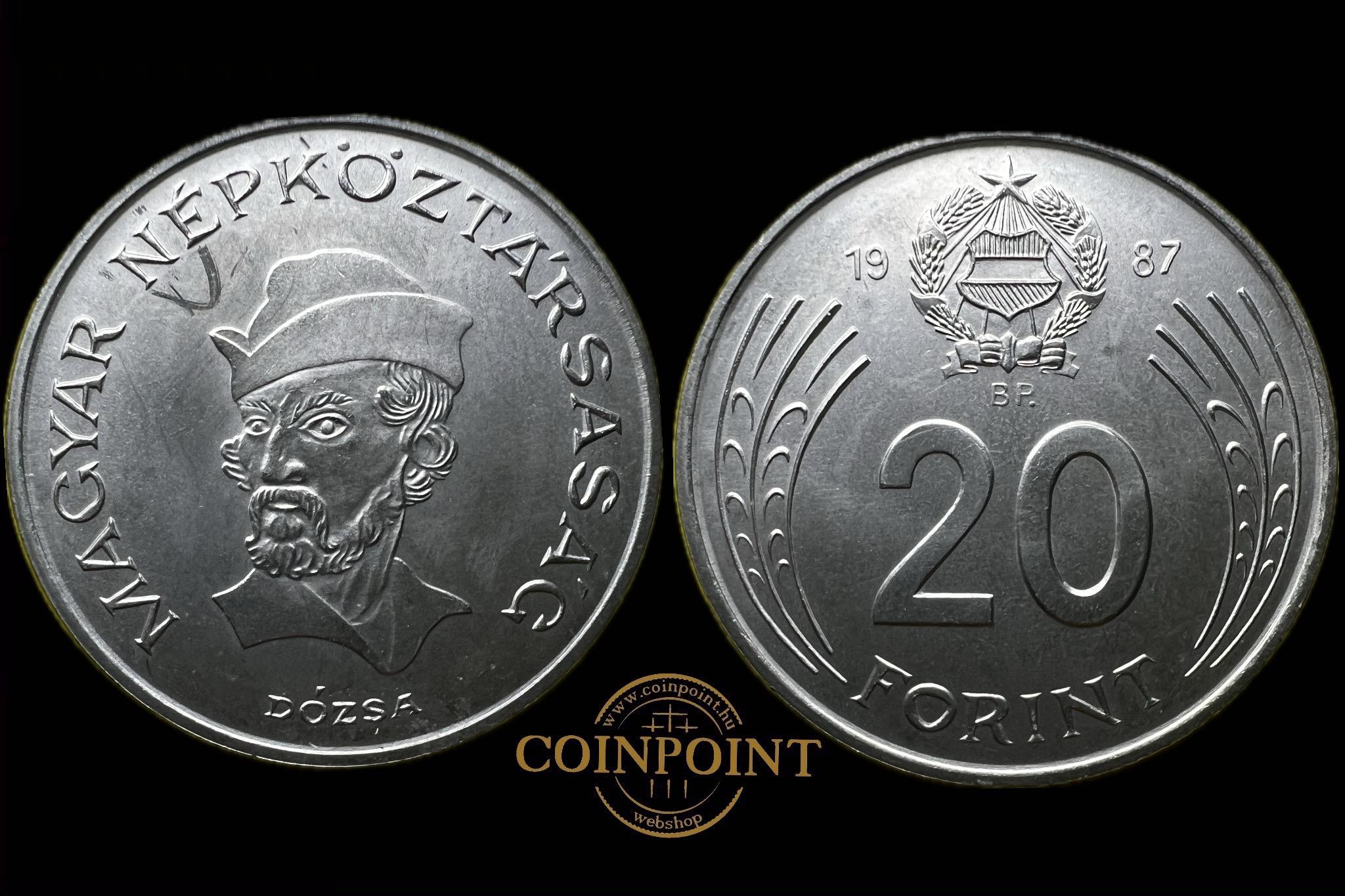 Magyar Népköztársaság  20 Forint  1987  BP  Adamo F10  UNC  