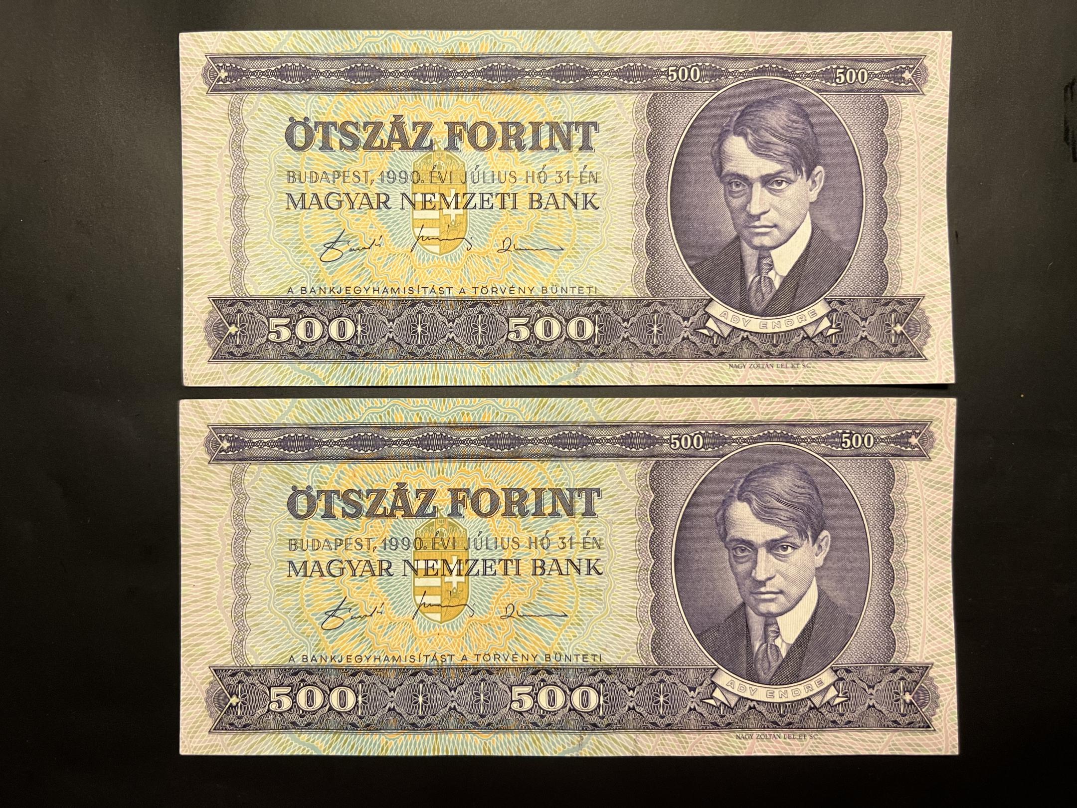 500 Forint E (1990) Adamo F43 2db hajtatlan aUNC 