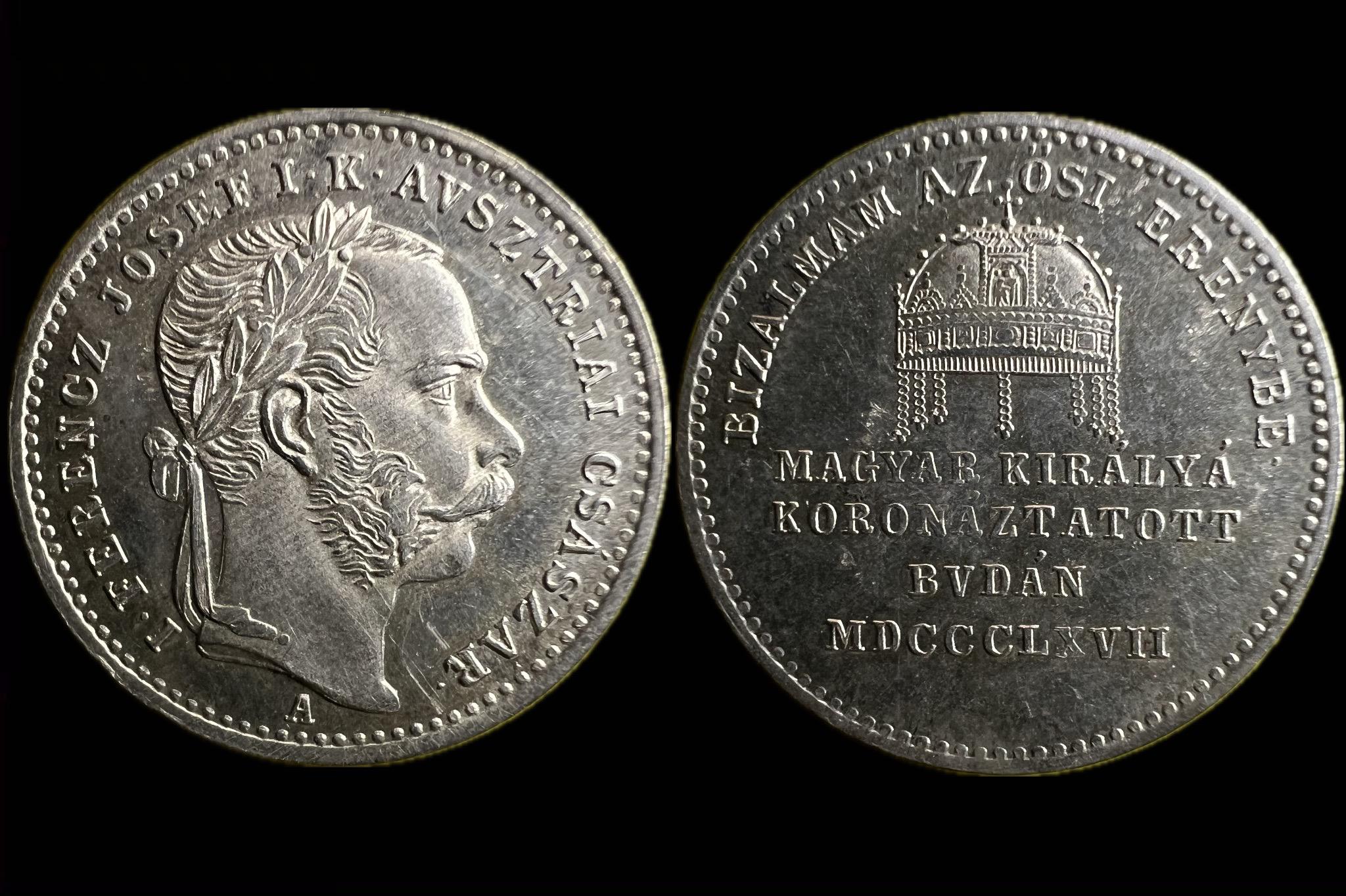 Ferenc József (1867) Koronázási zseton Buda aUNC 