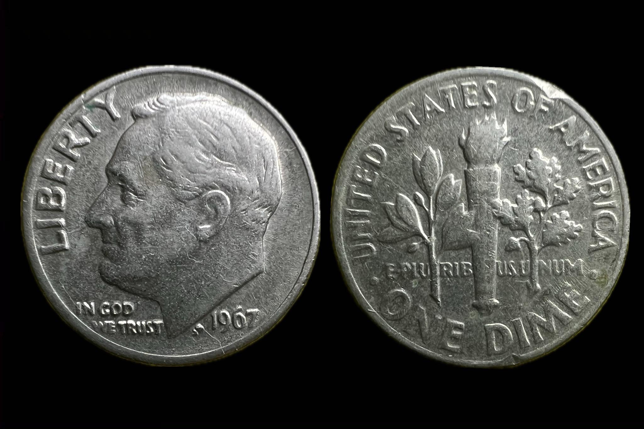 USA 1 Dime 1967 KM 195a 