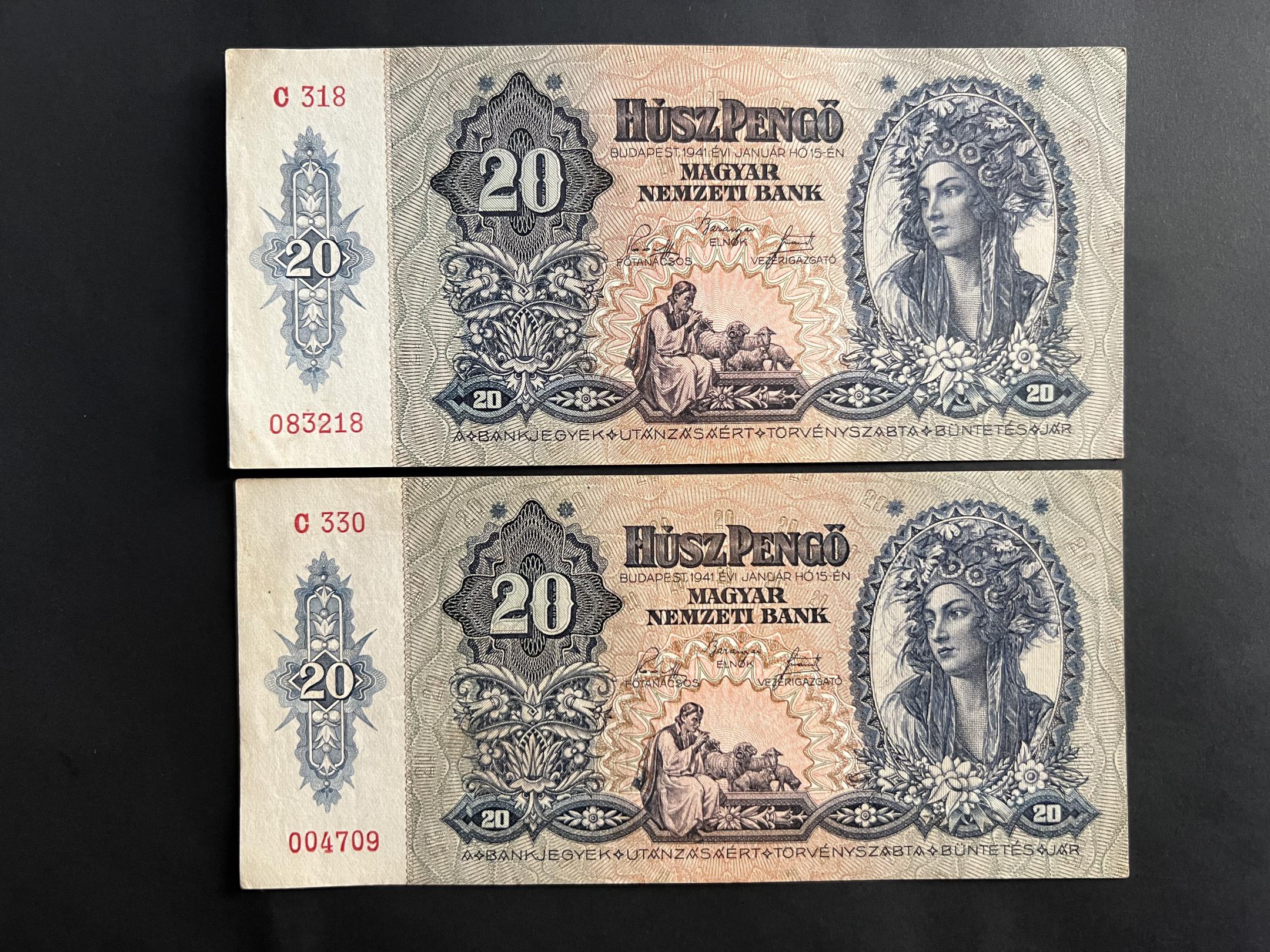 Húsz Pengő  (1941C) Adamo P12 EF, VF