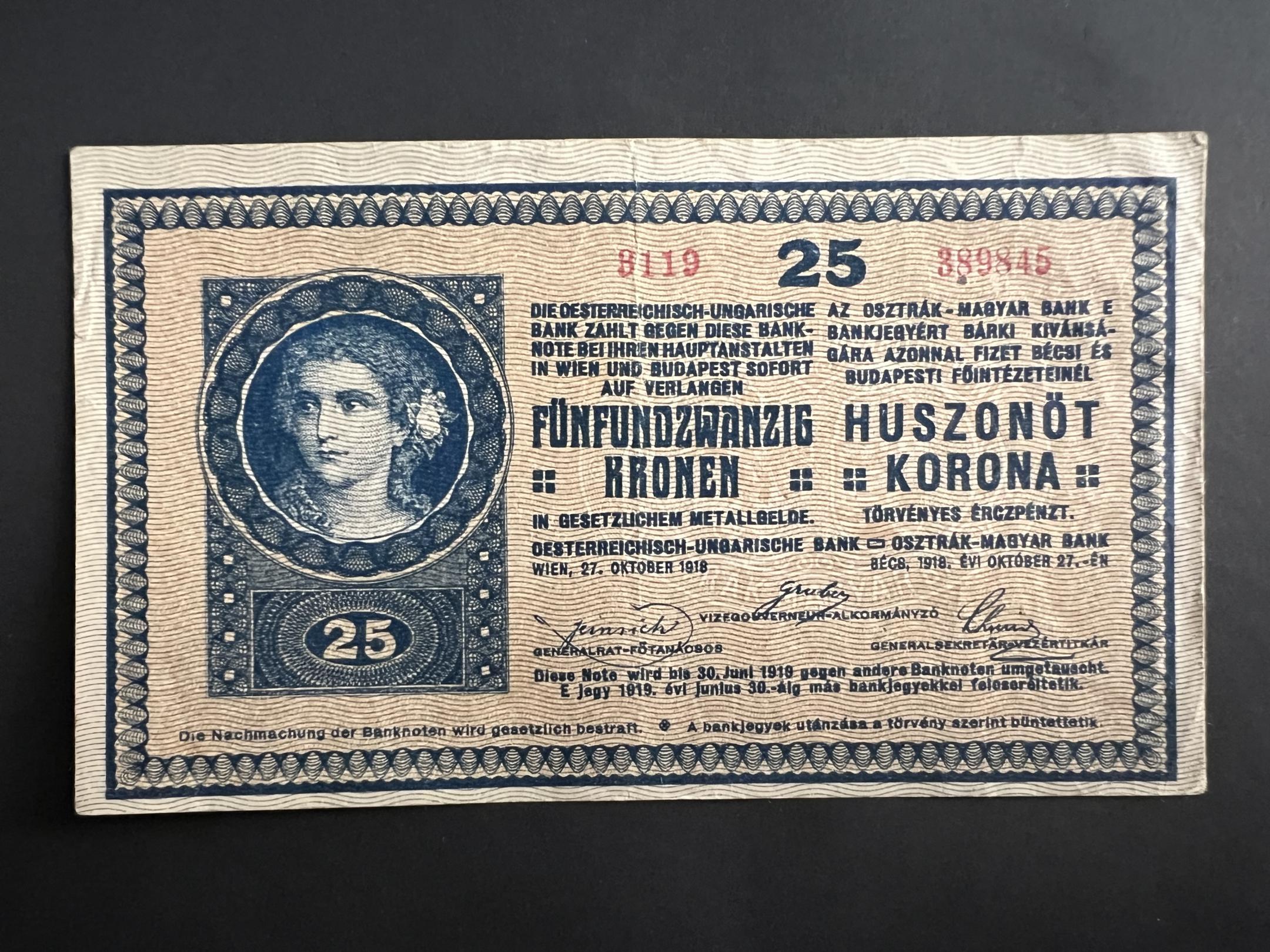 25 Korona 1918 Adamo K22.1 EF 