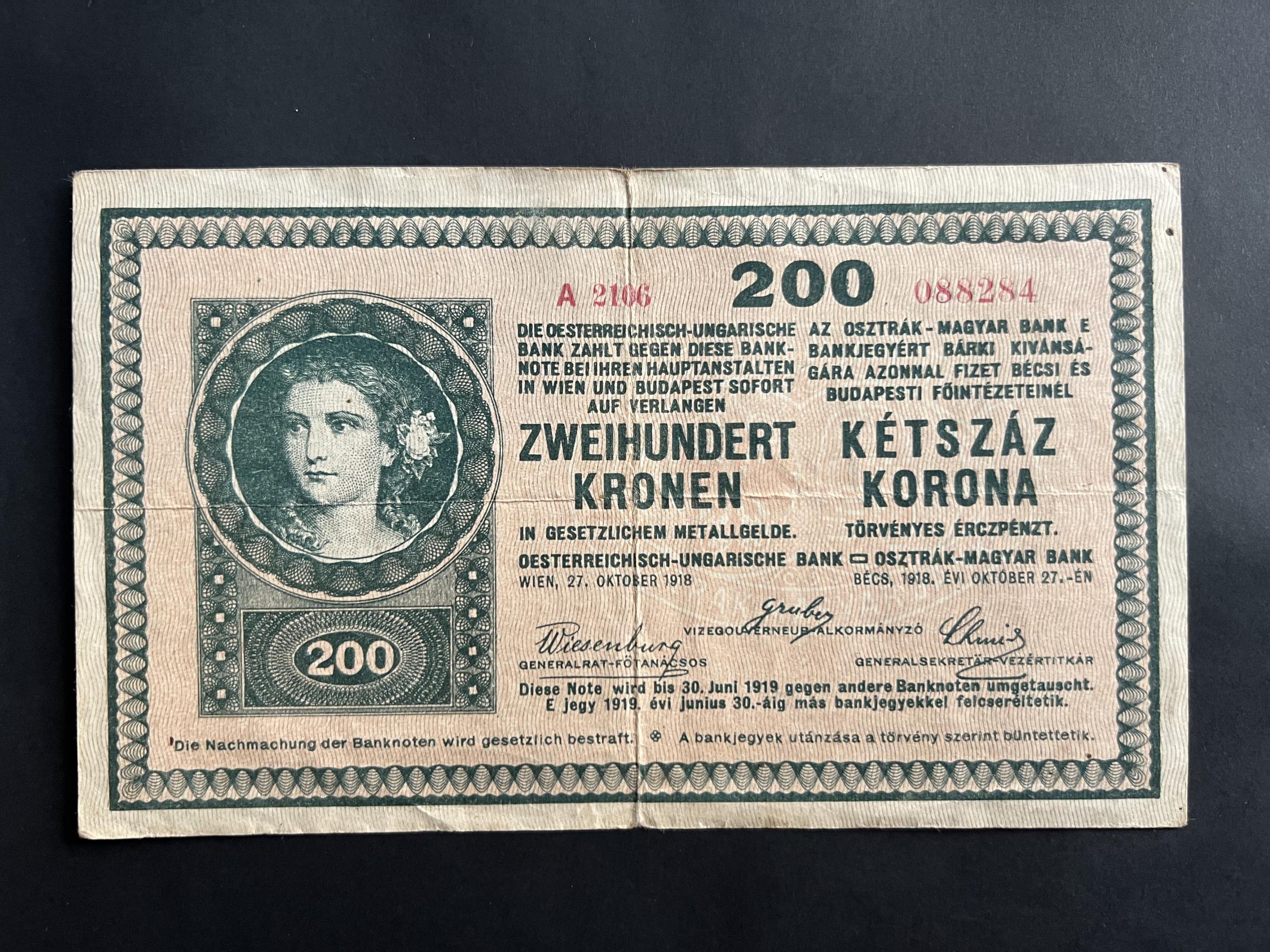 200 Korona (1918) VF Adamo K31