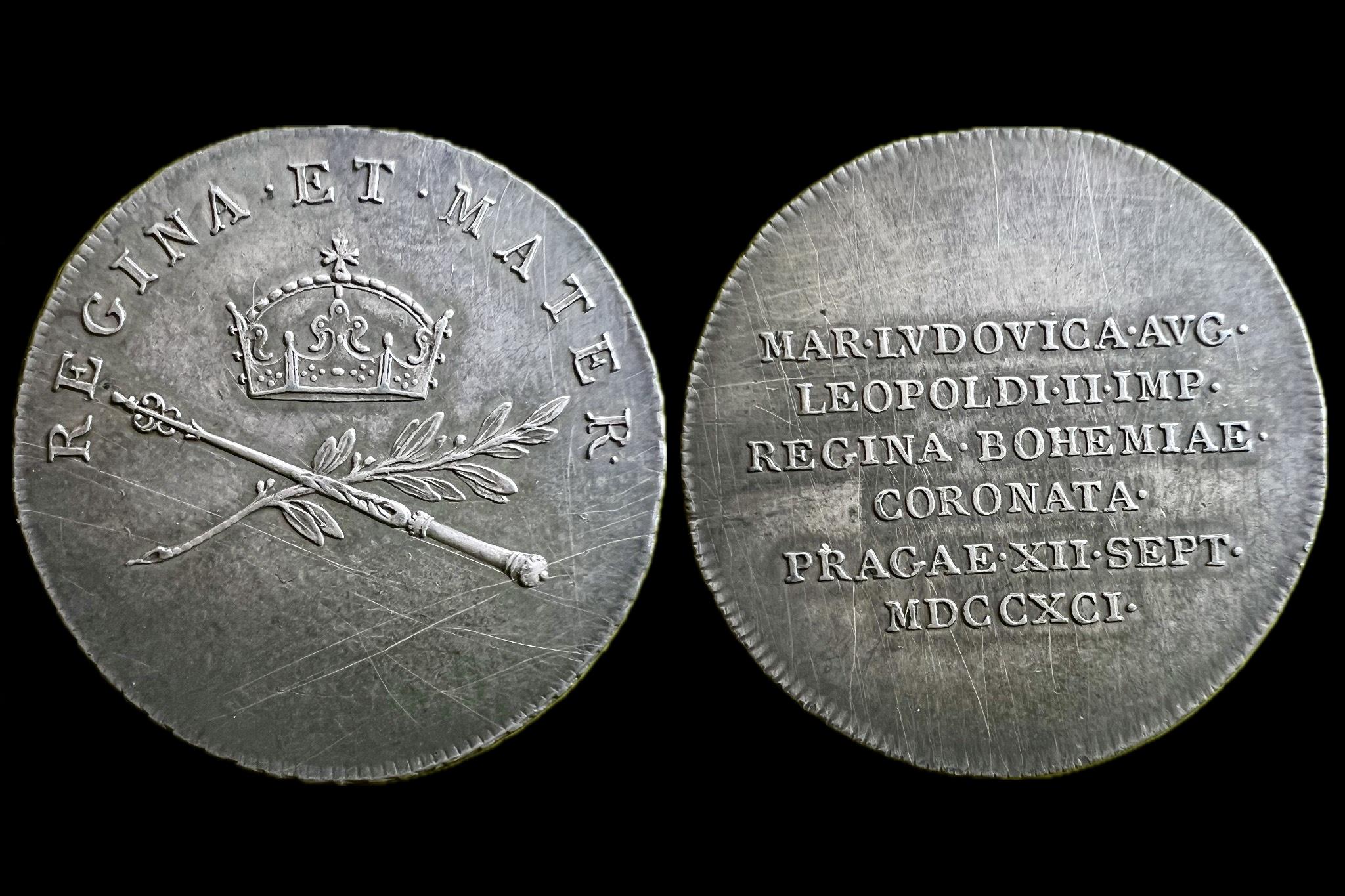 II.Lipót Ausztria  Mária Ludovika (Bohémia) kornázása Koronázási zseton (1791) Montenuovo 2246 