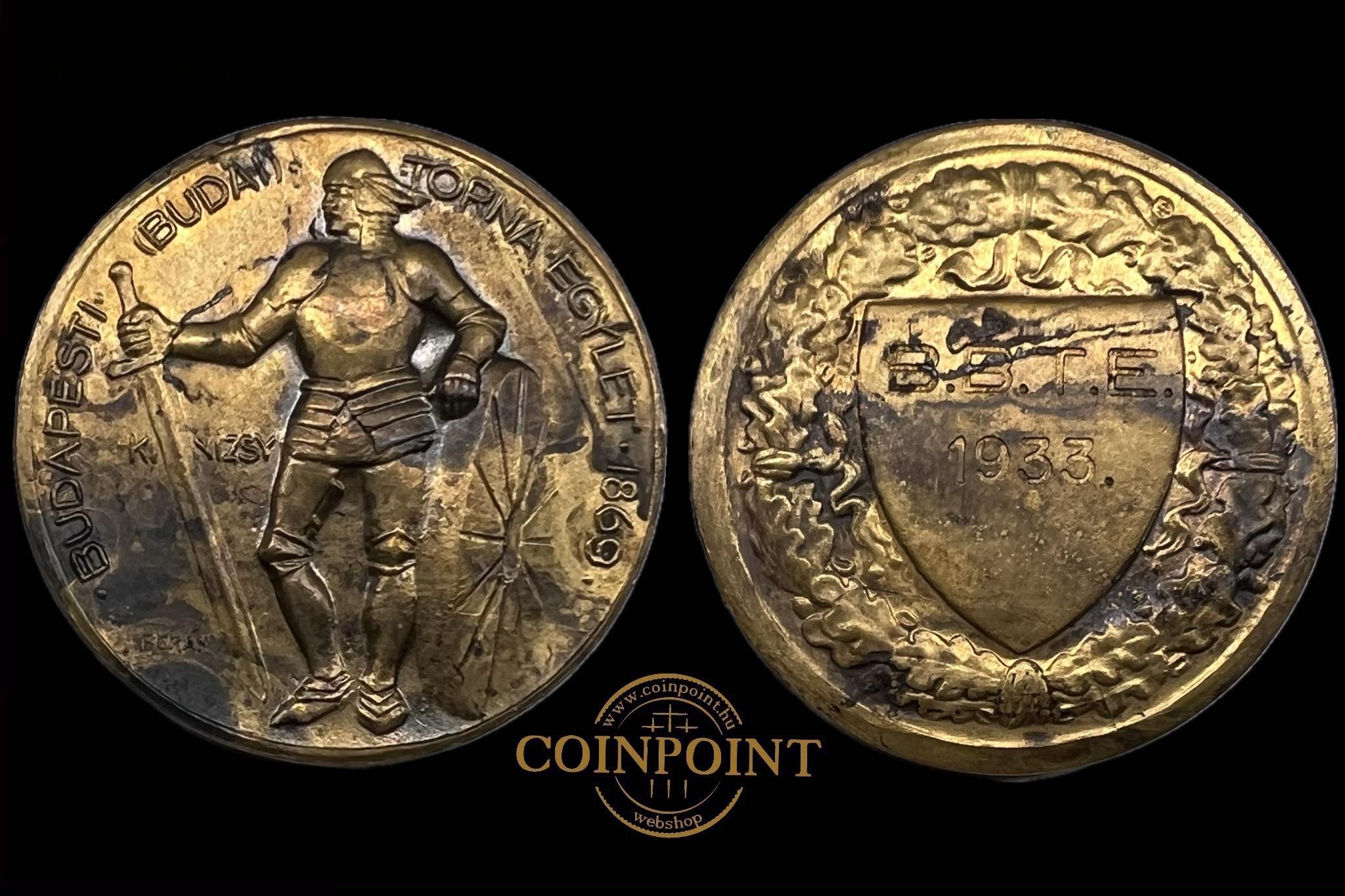 Budai tornaegylet Kinizsi 1869 bronz (1933) 