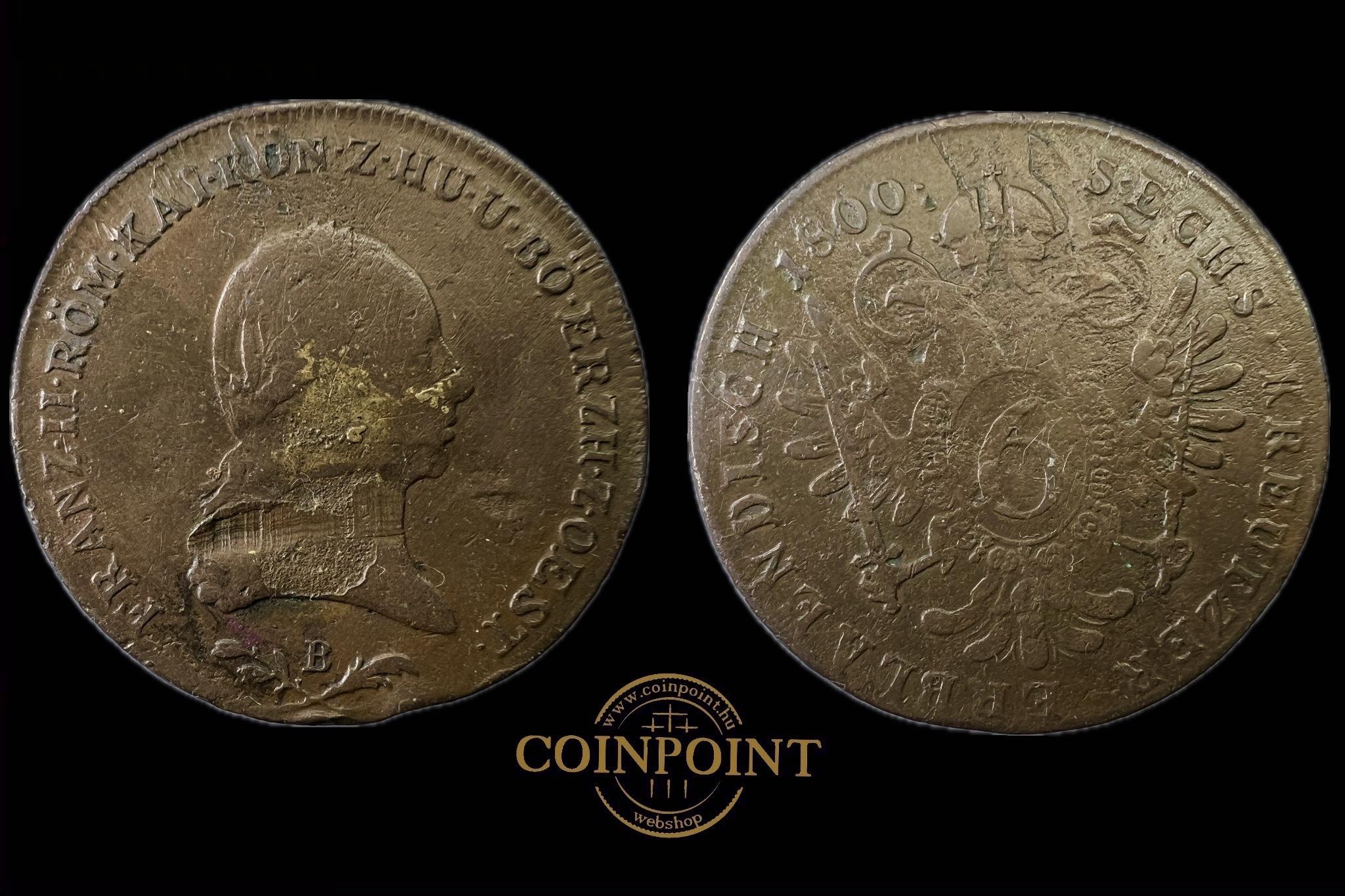 Ferenc 6 krajcár Gyártási Hibás!(1800 B) Herinek 1030 ,Adamo C5 