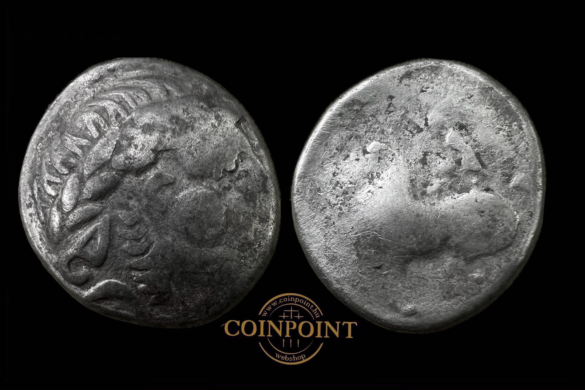 Dunai Kelták Tribes 'Kugelwange' típus TETRADRACHMA (i.e.III. század) II.Philip imitáció Lanz 468 