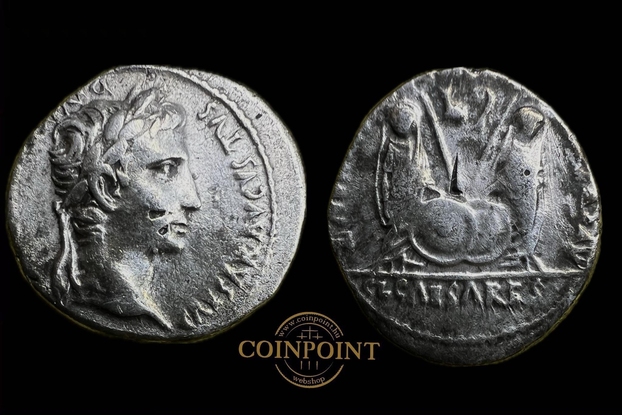 Augustus Dénár (i.e.27-14 i.sz.) Lugdunum- Lyon  CAESAR AVGVSTVS - DIVI F PATER PATRIAE, AVGVSTI F COS DESIG PRINC IVVENT RIC 207 