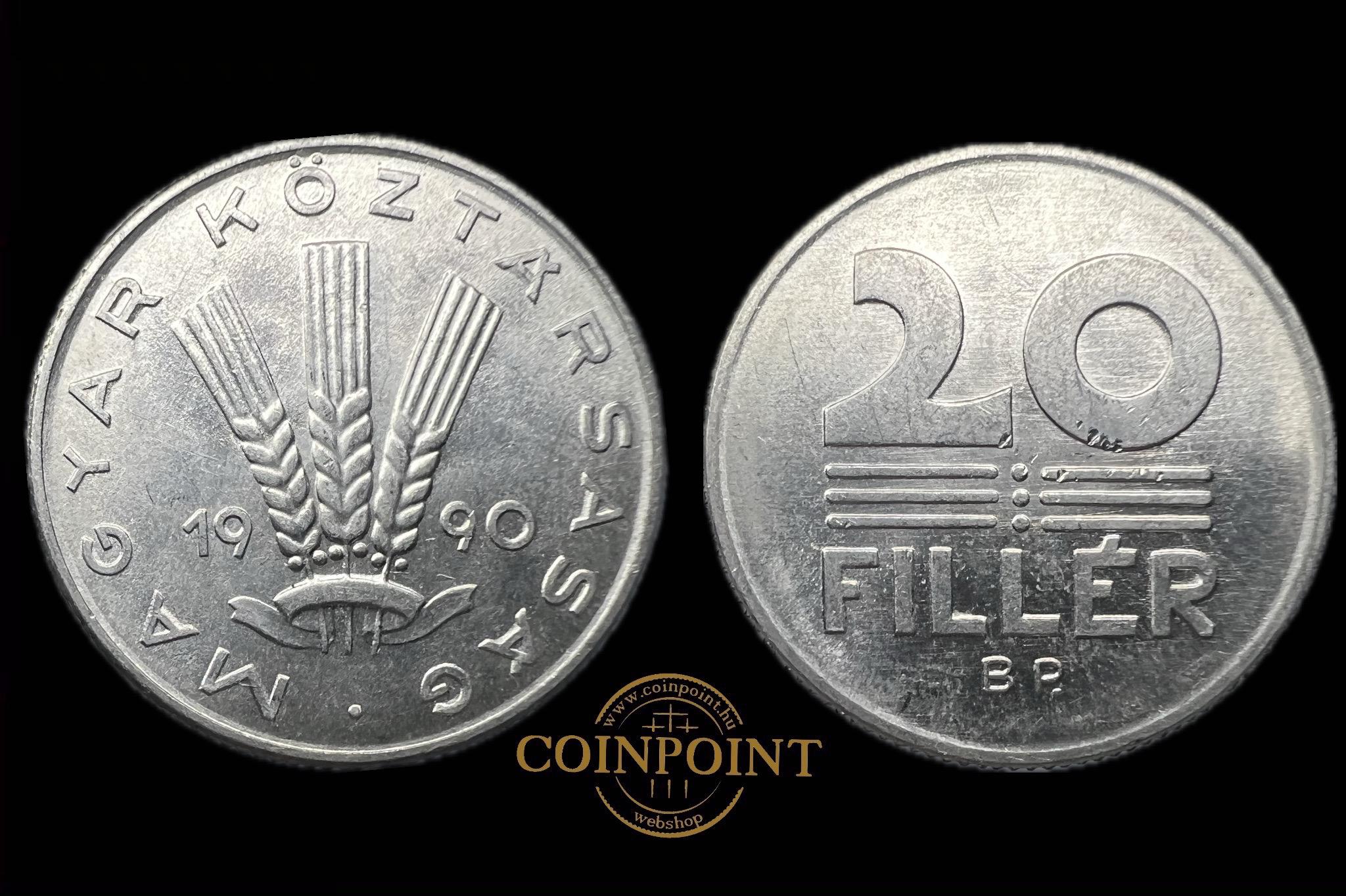 Magyar Köztársaság 20 fillér 1990 Budapest Adamo F4.3 