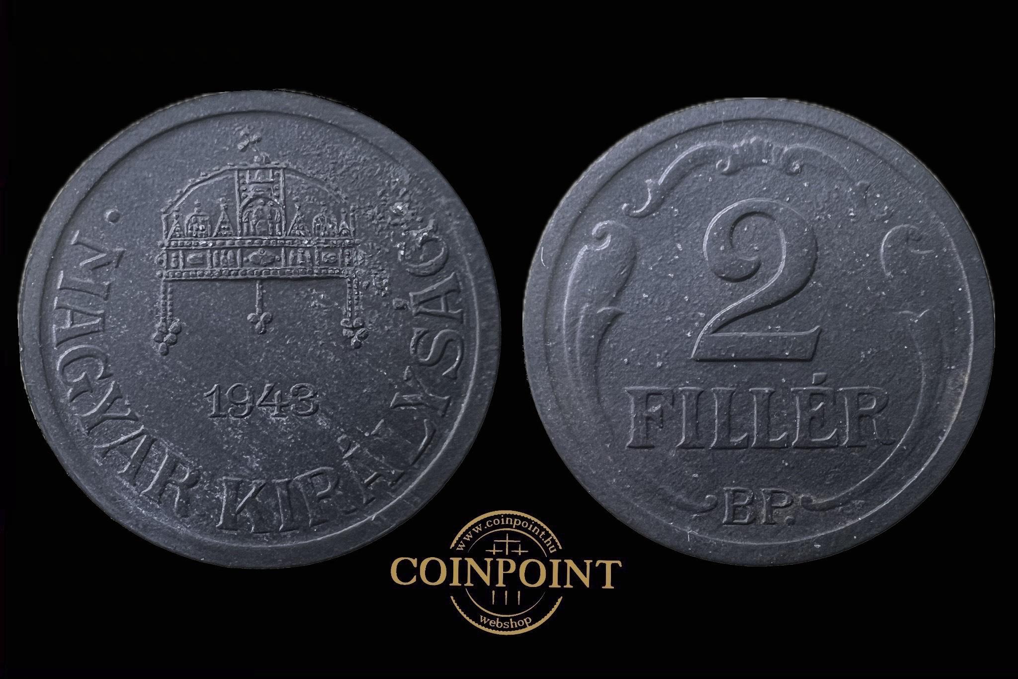 Magyar Királyság 2 Fillér 1943 BP Adamo P2.3
