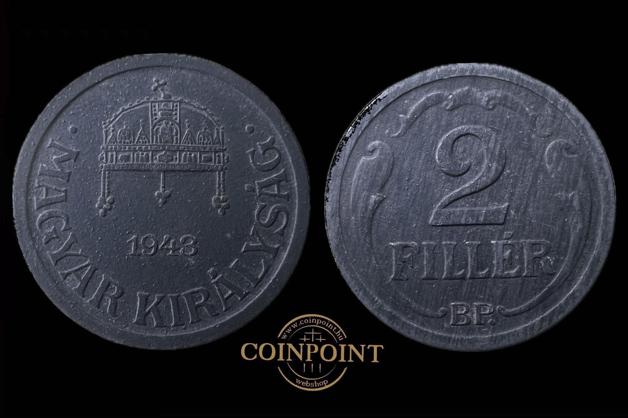 Magyar Királyság 2 Fillér 1943 BP Adamo P2.3   