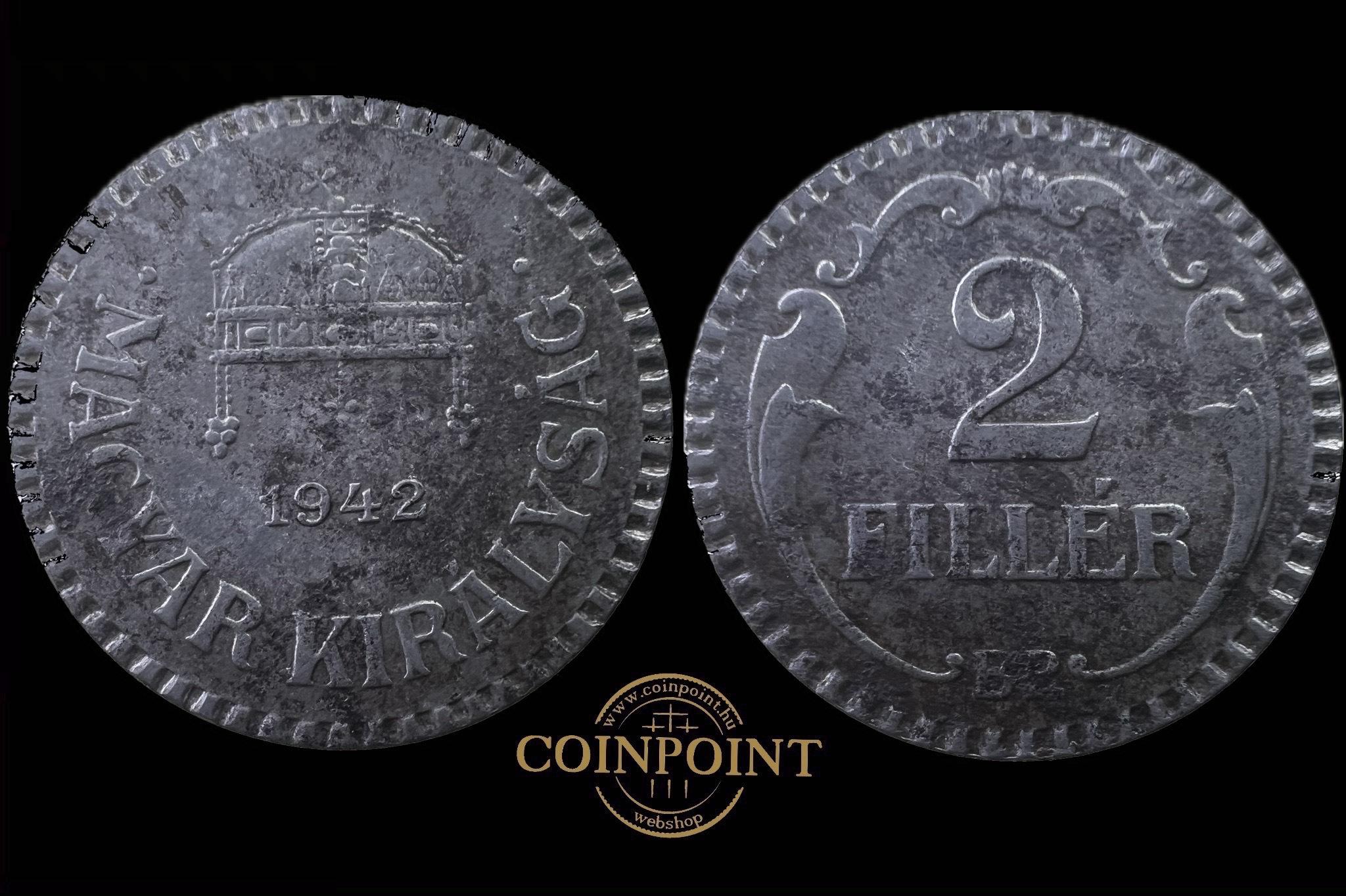 Magyar Királyság (1942) 2 fillér rovátkolt Adamo P 2.2 