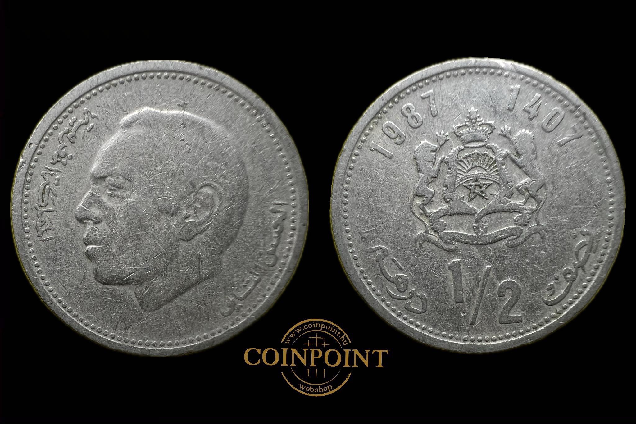Marokkó 1/2 Dirham 1987 Y87 