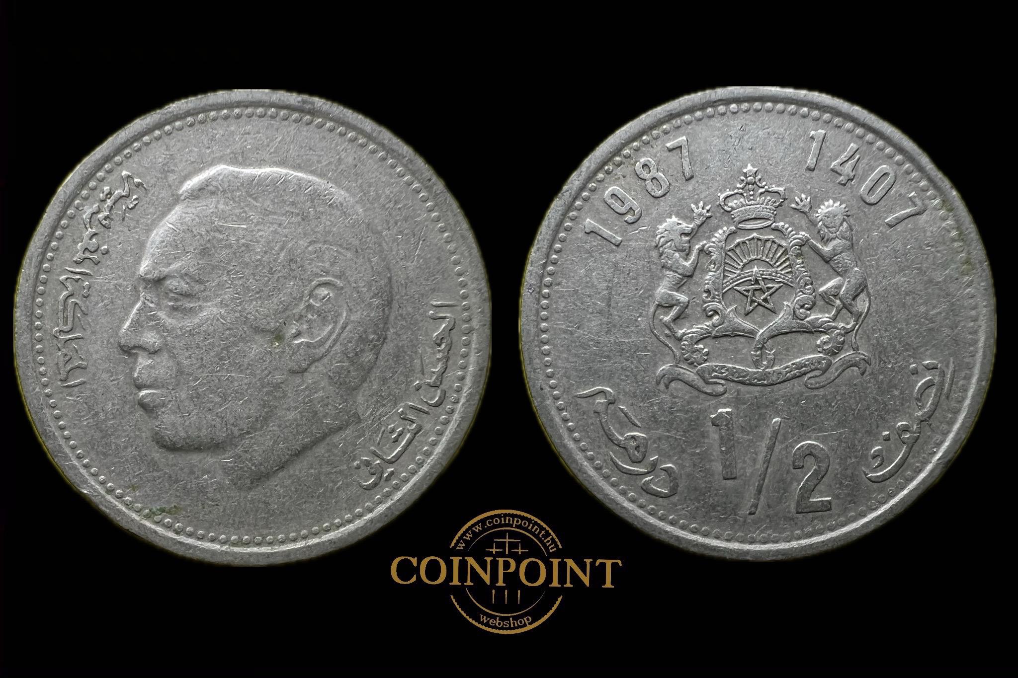 Marokkó 1/2 Dirham 1987 Y87 