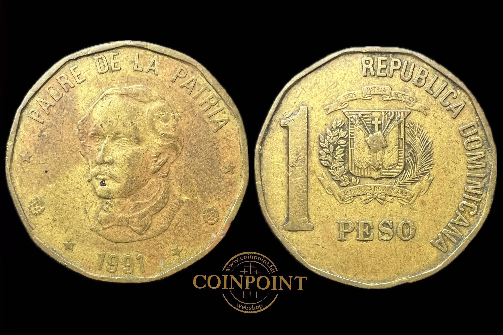 Dominikai Köztársaság 1 Peso 1991 KM80.1-80.3 