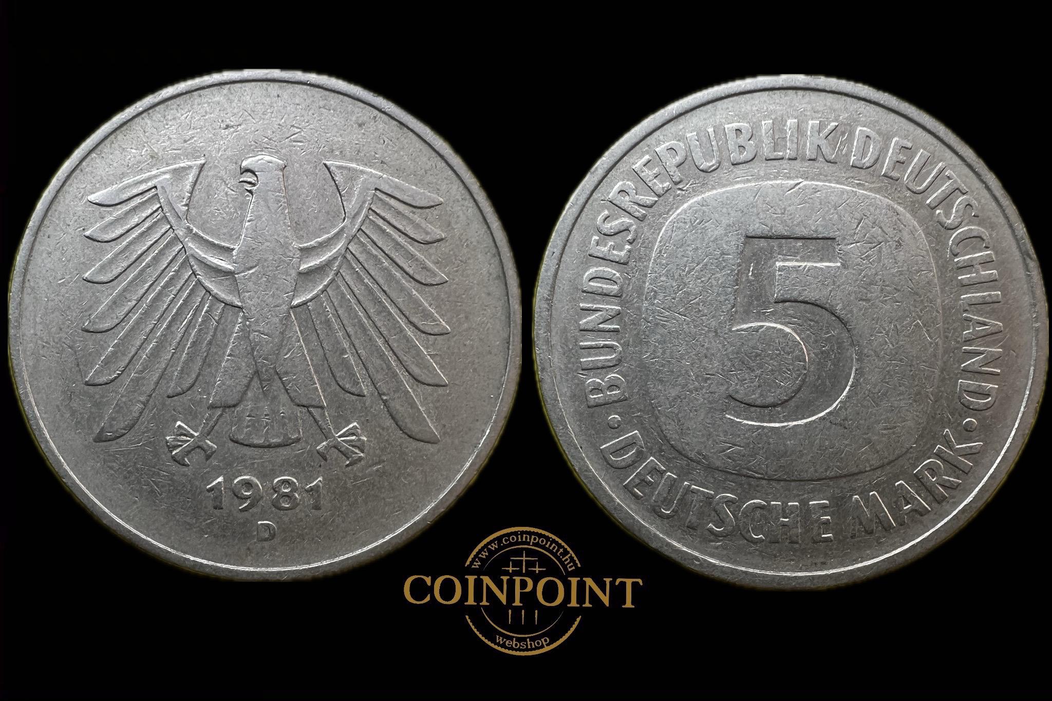 Németország 5 Deutsche Mark 1981 KM140.1 