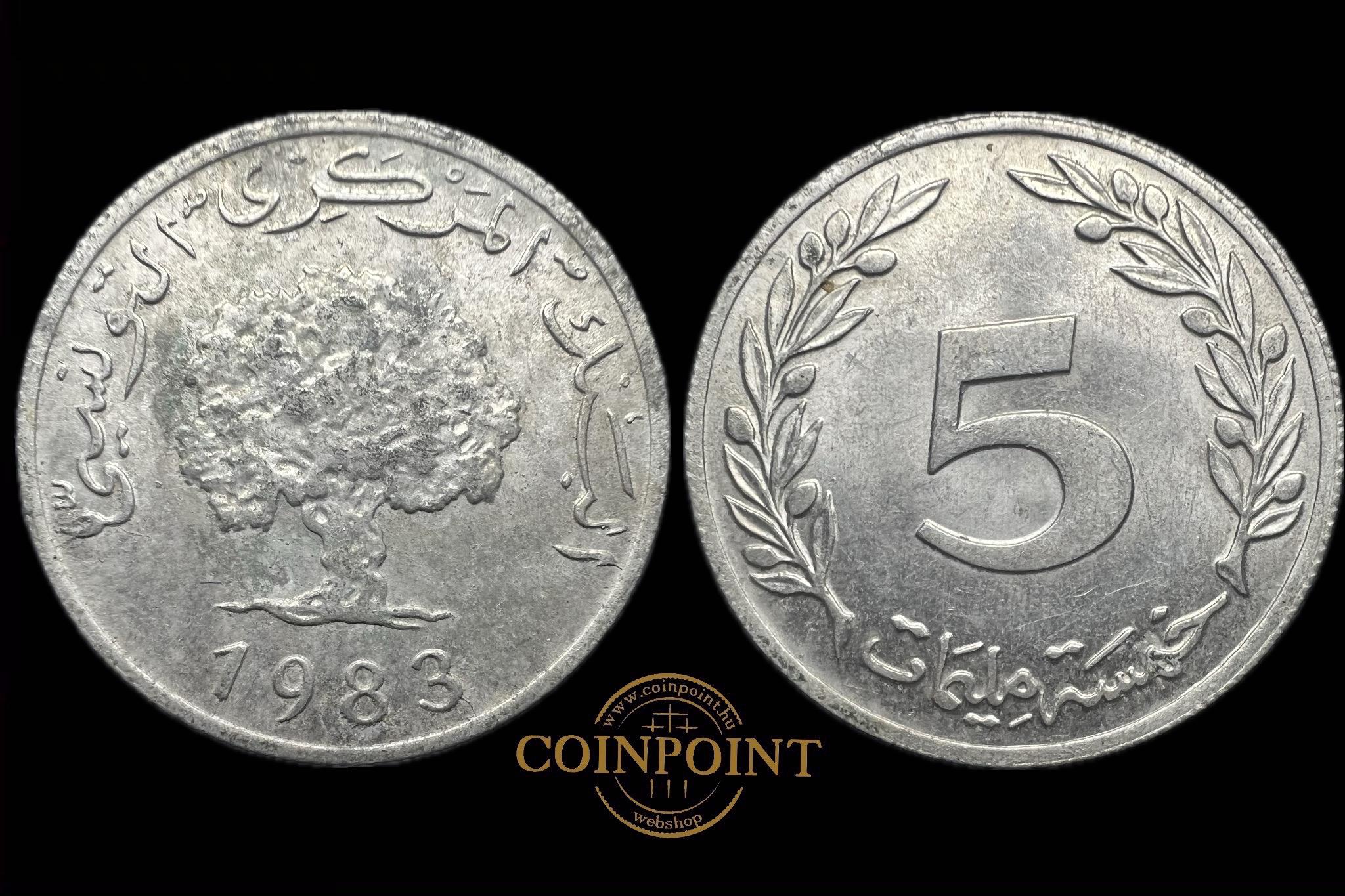 Tunézia 5 Millimes 1983 KM282 