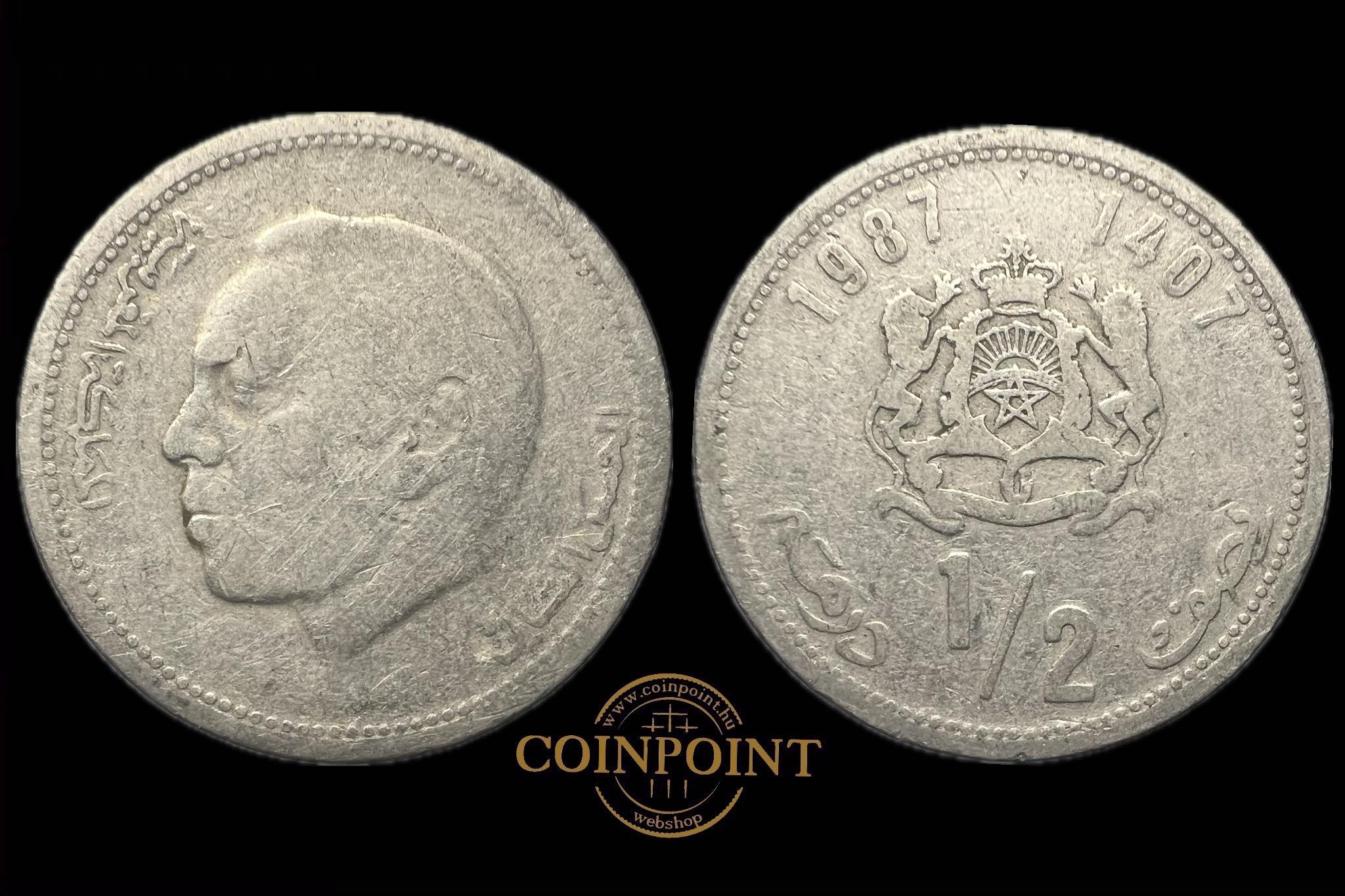 Marokkó 1/2 Dirham 1987 Y87 