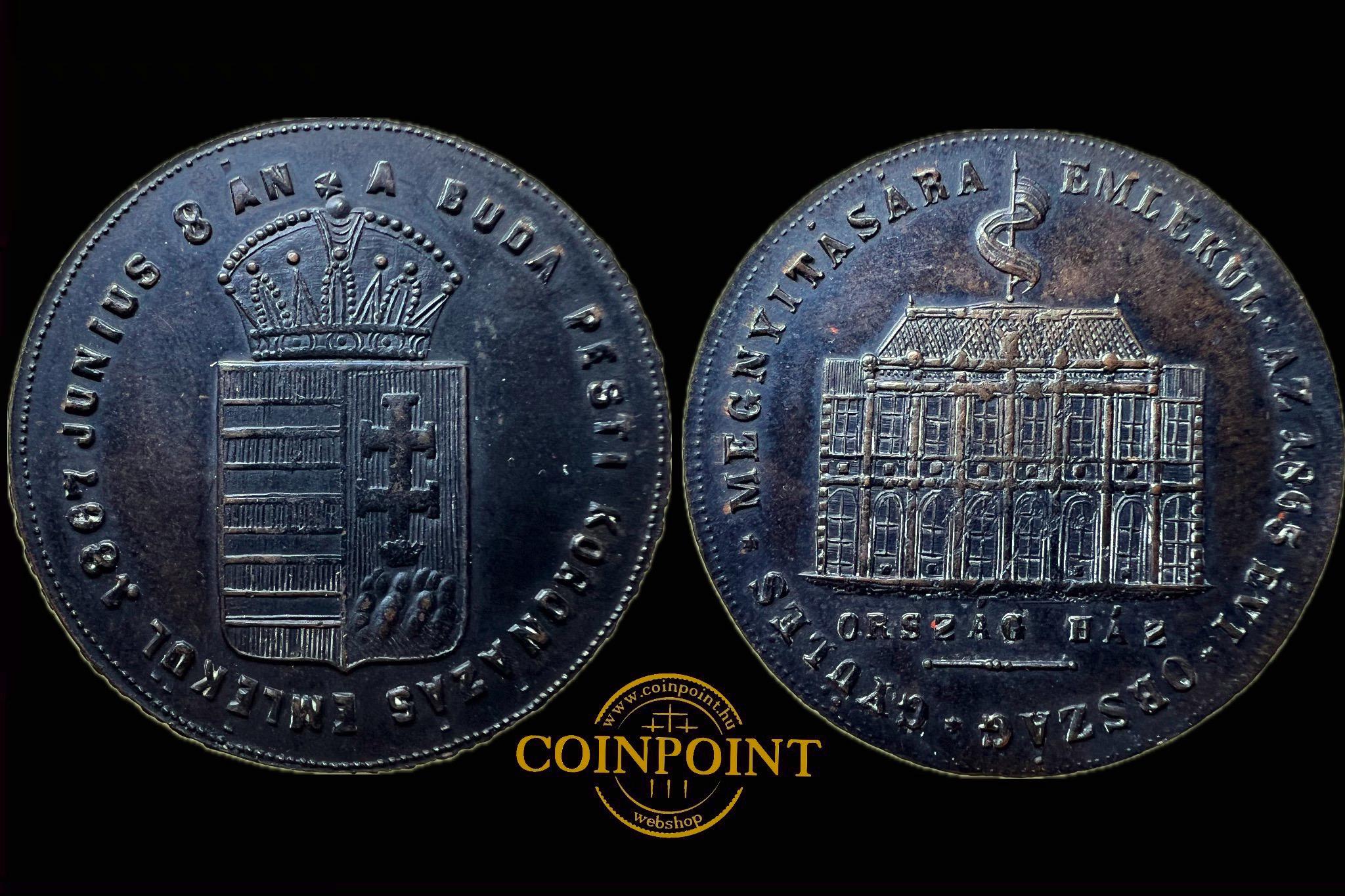 Ferenc József budai koronázására'bronz emlékérem aUNC 