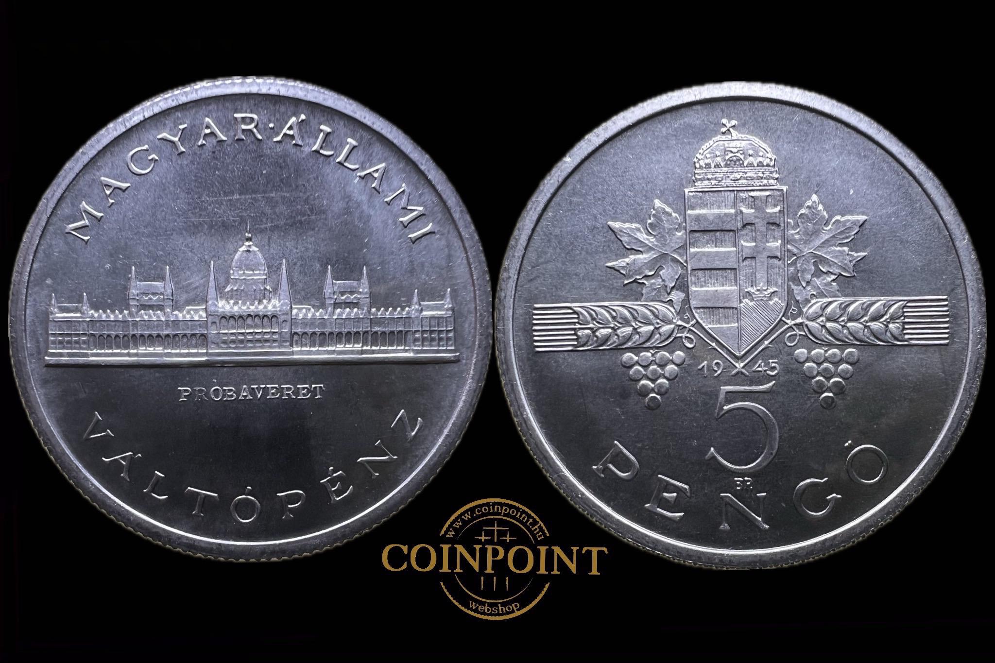 5 Pengő (1945) PRÓBAVERET UNC