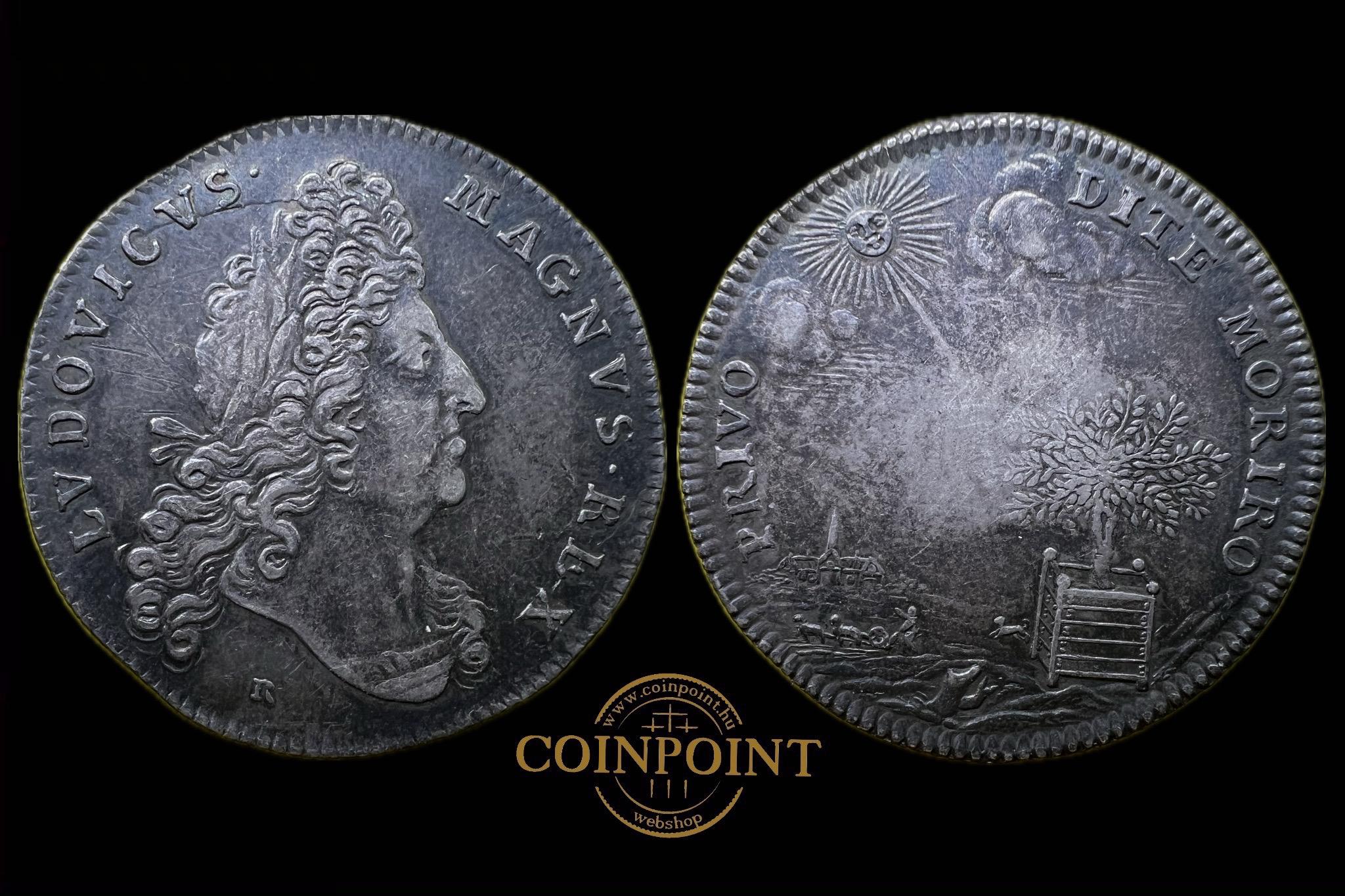  XIV.Lajos Napkirály zseton (Kiváltság vagy halál) (patina) 