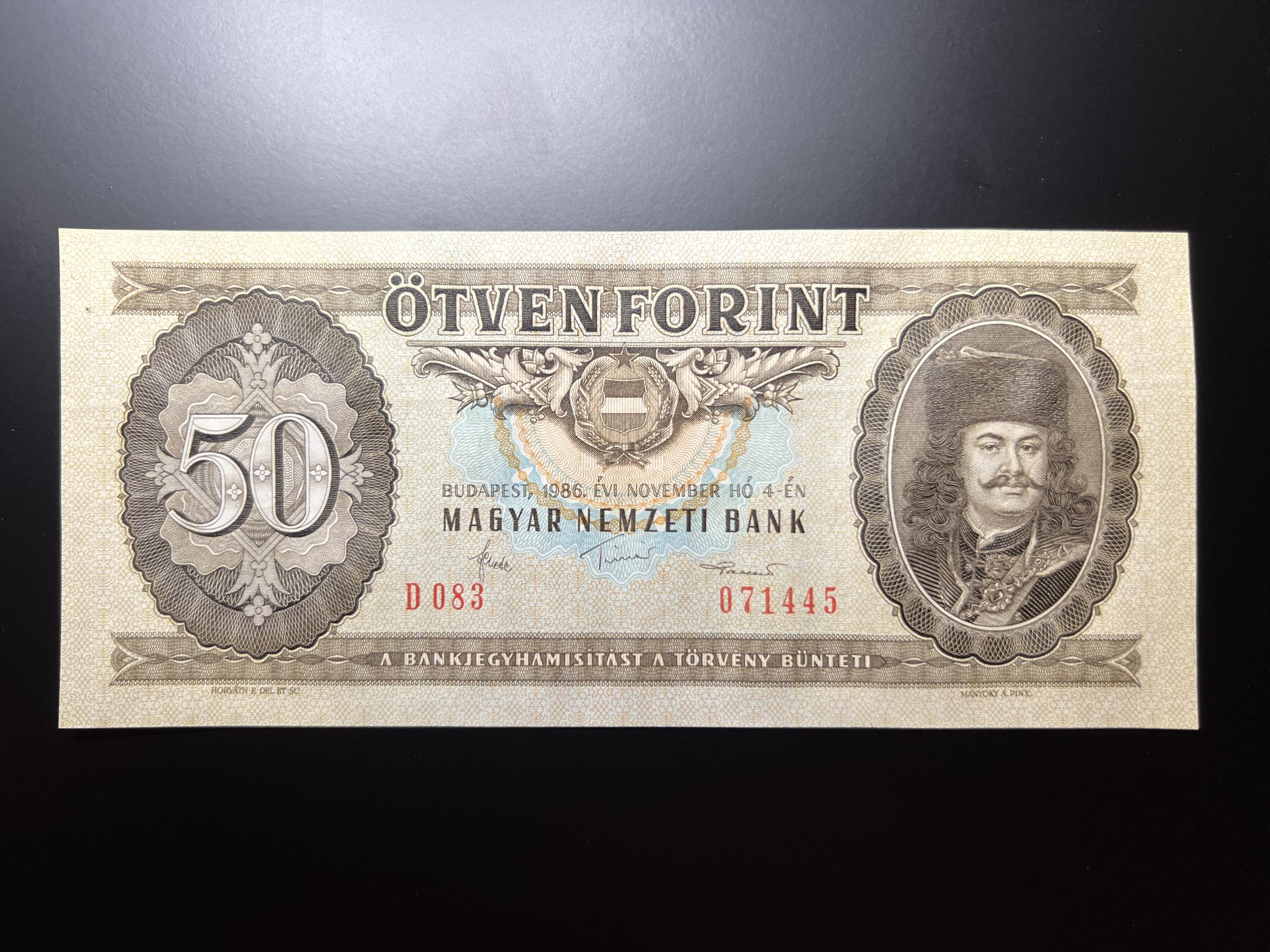 50 Forint 1986 D UNC Adamo F24 