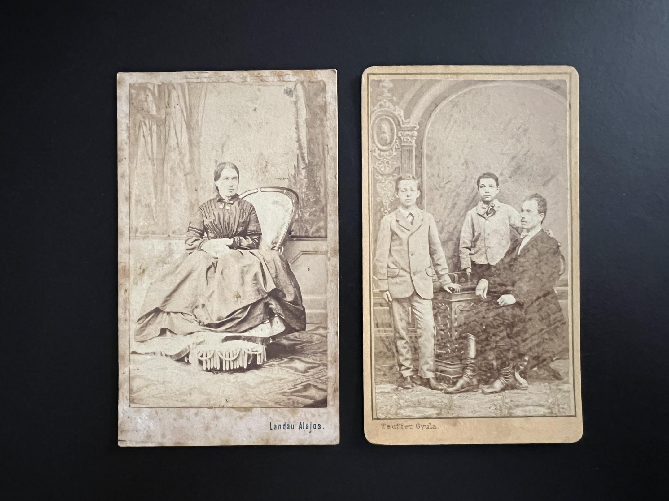 Landau Alajos Szeged, Tauffer Gyula Kolozsvár 1870 keményhátú fotói