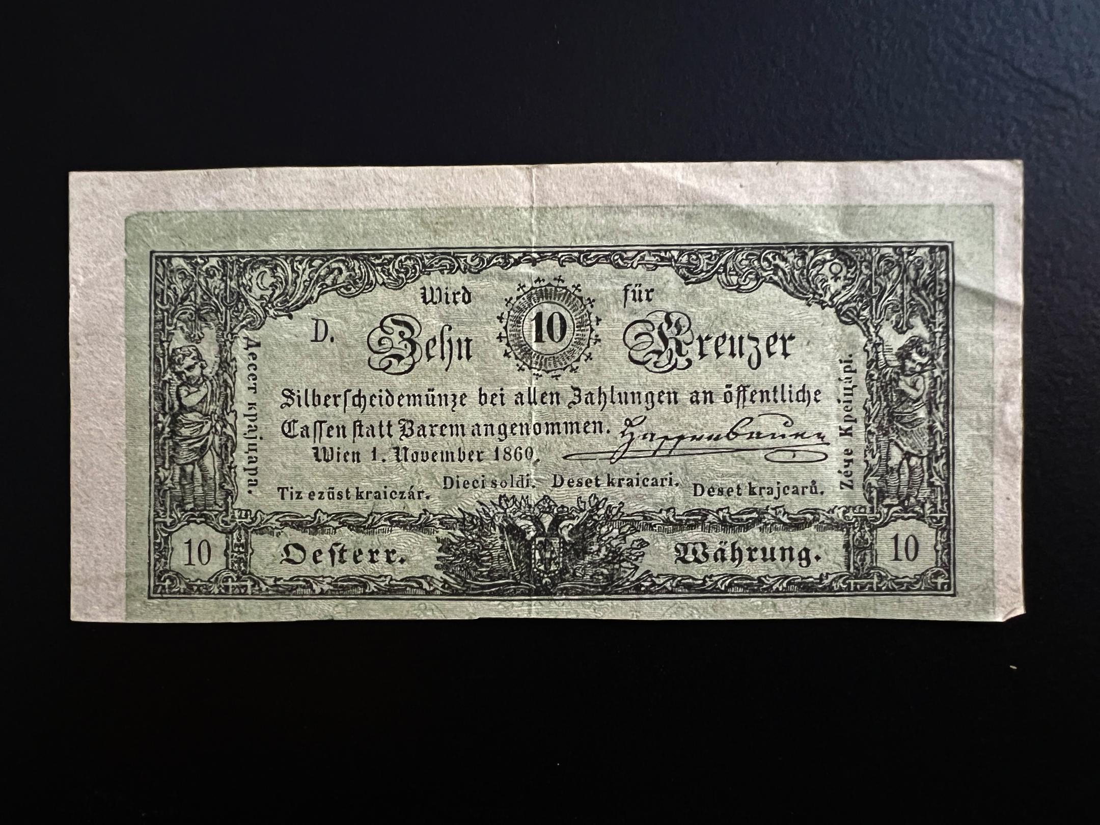 10 ezüst Krajcár 1860 November 1 Adamo G94 VF 