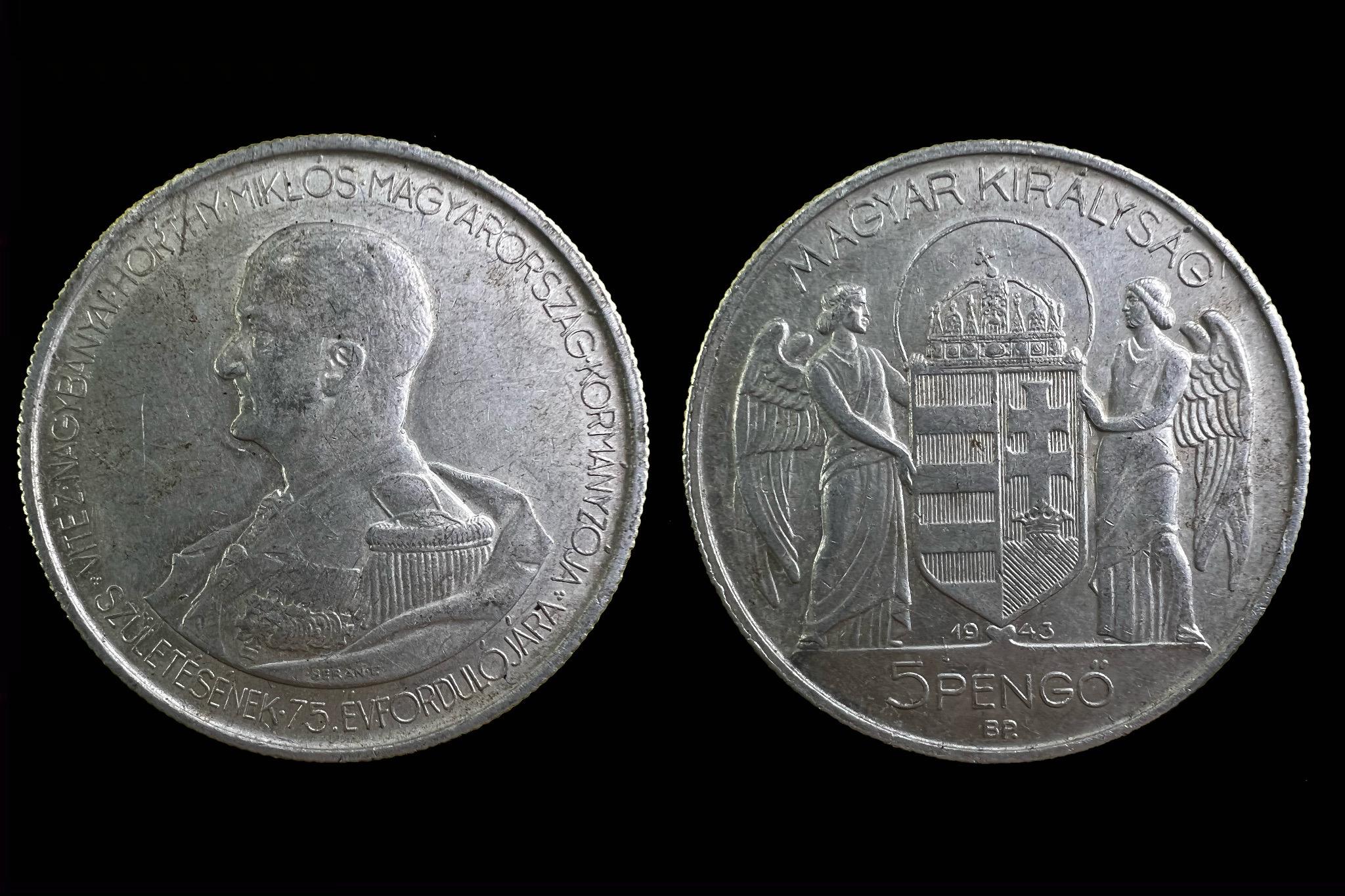 (1943) Horthy 5 pengő Adamo P8.3 