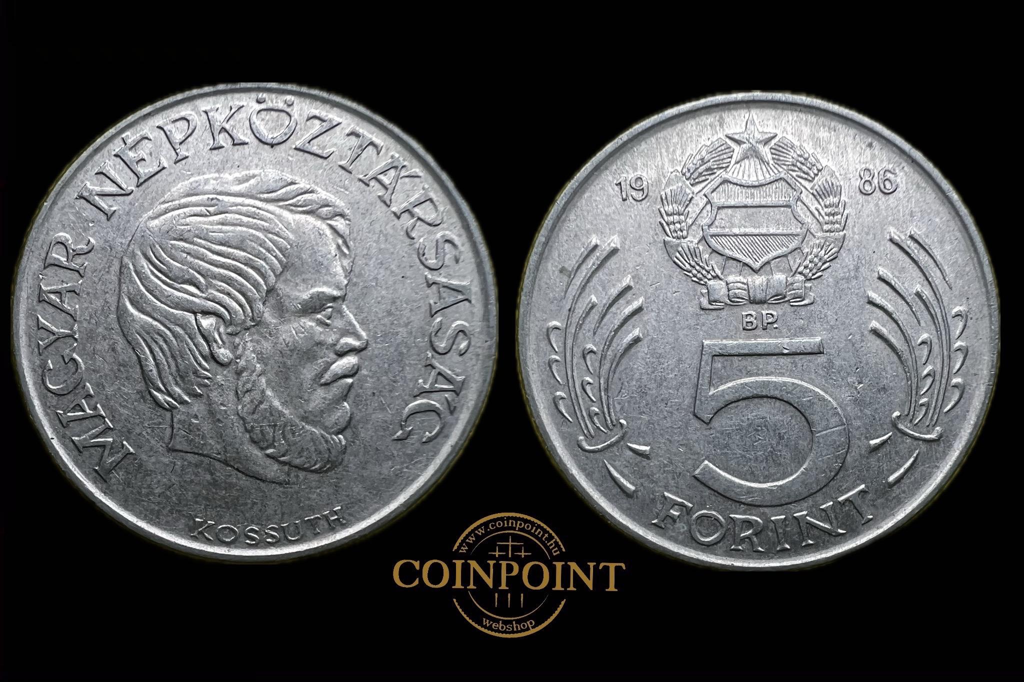 Magyar Népköztársaság 5 Forint (1986)BP  Adamo F8.4 UNC