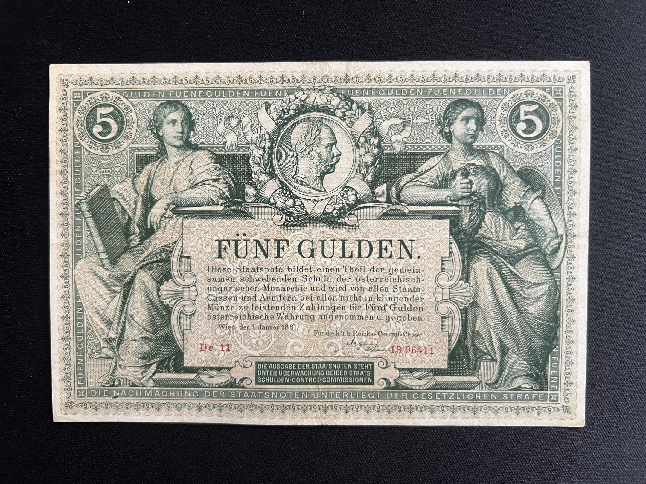 5 Gulden (1881) Adamo G127 (Nagyon szép) VF 