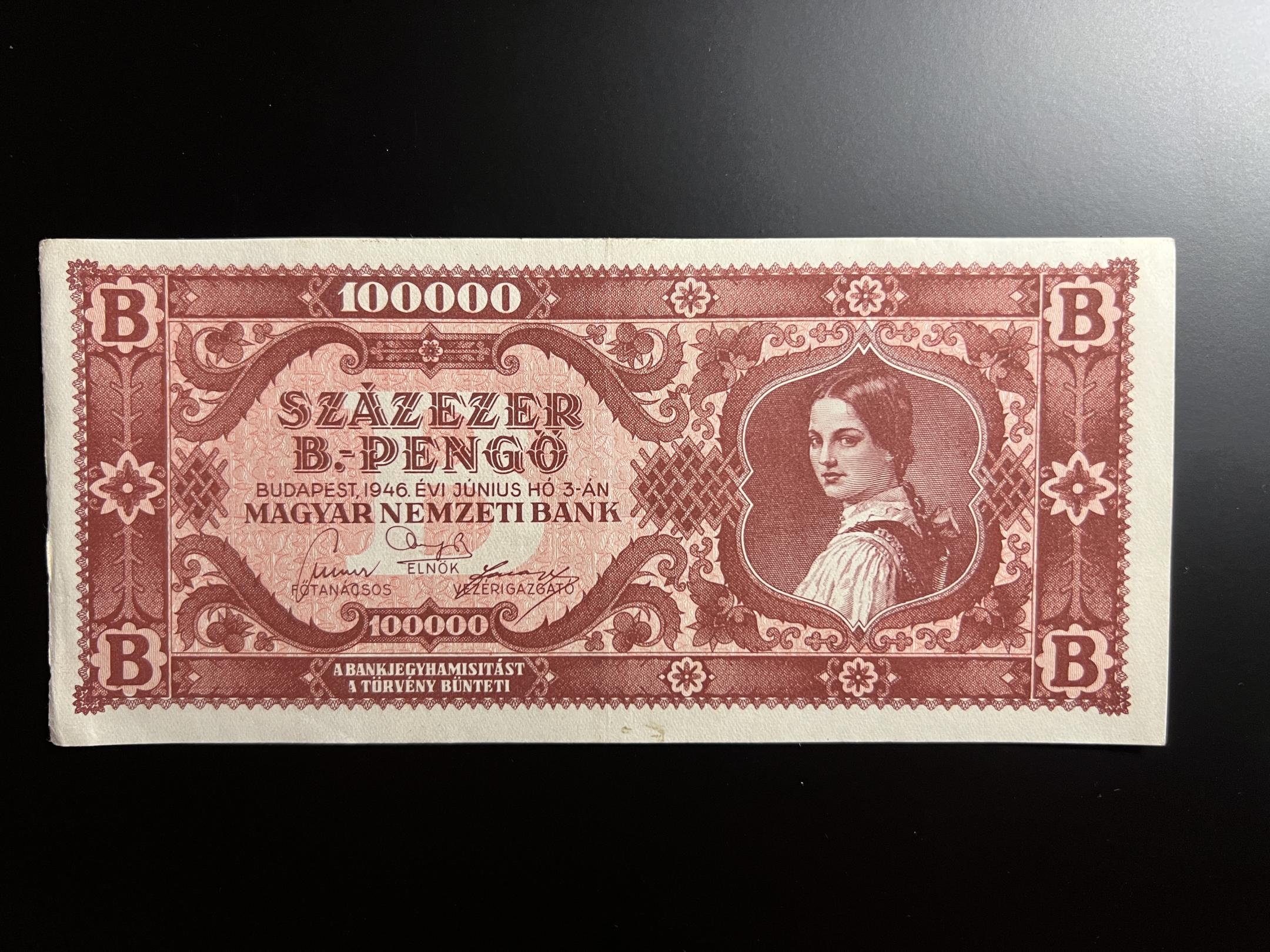 Százezer B.Pengő (1946) EF Adamo P36 EF