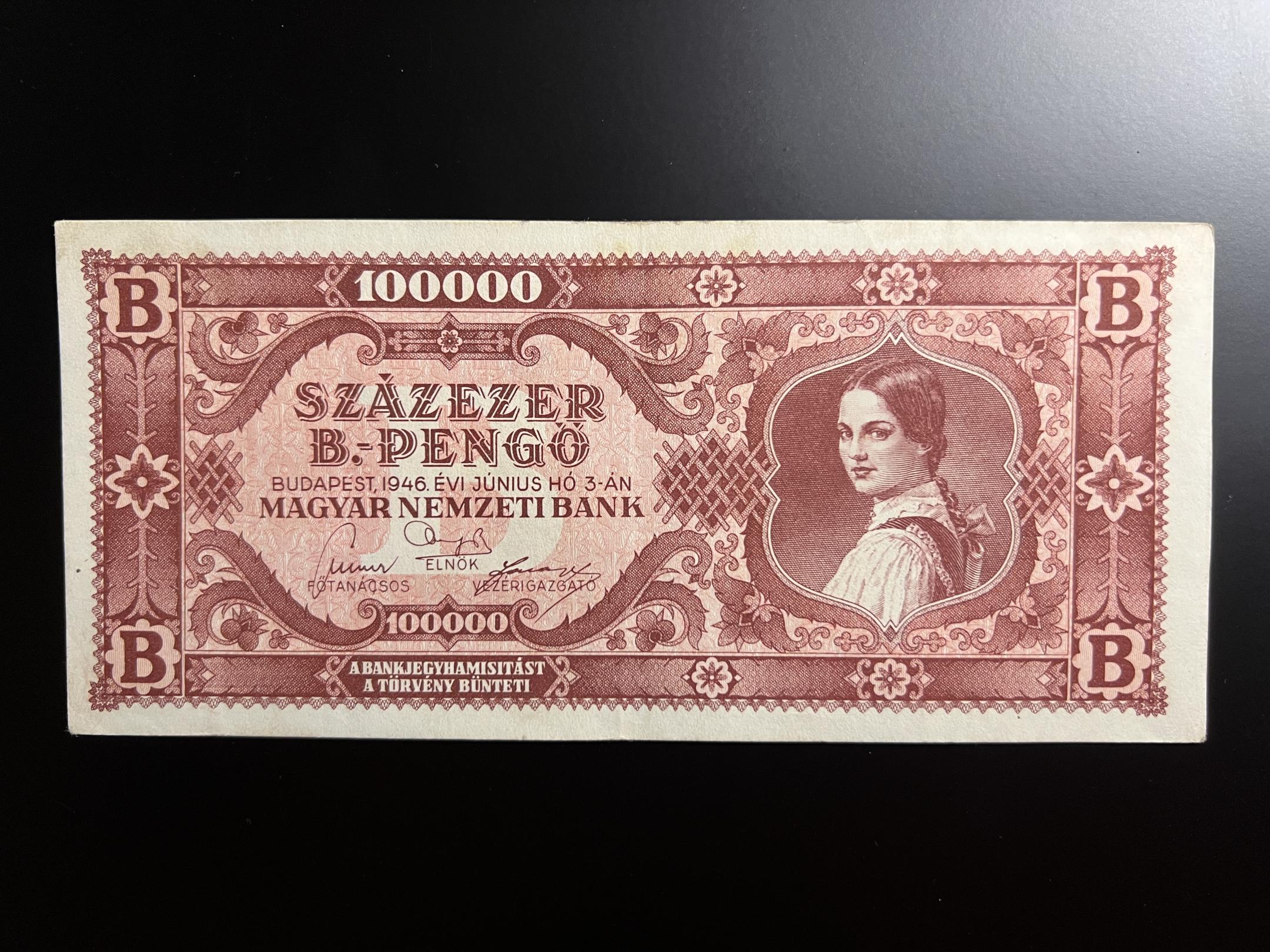 Százezer B.Pengő (1946) EF Adamo P36 EF 