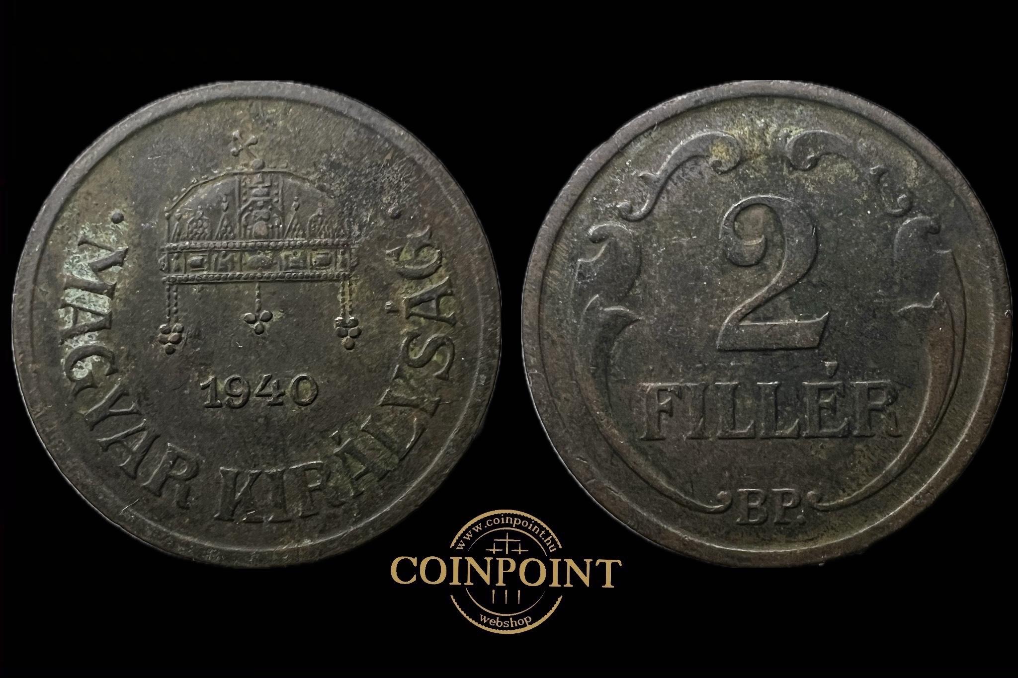 Magyar Királyság 2 Fillér 1940 BP Adamo P2 