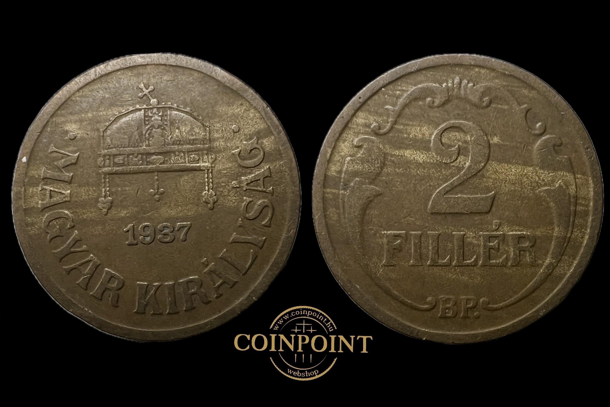 Magyar Királyság 2 Fillér 1937 BP Adamo P2 